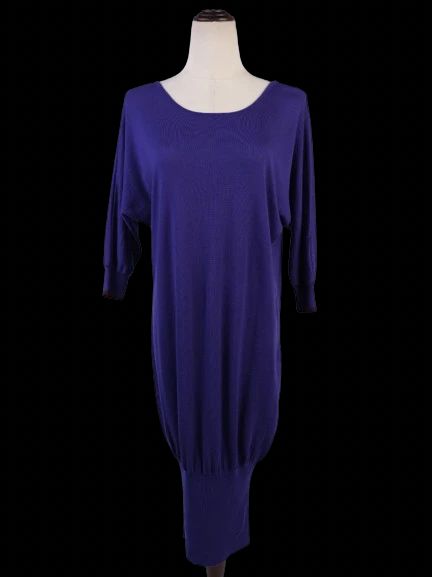 Excellent Emilio Pucci Purple Wool Dress Size L Long Sleeve