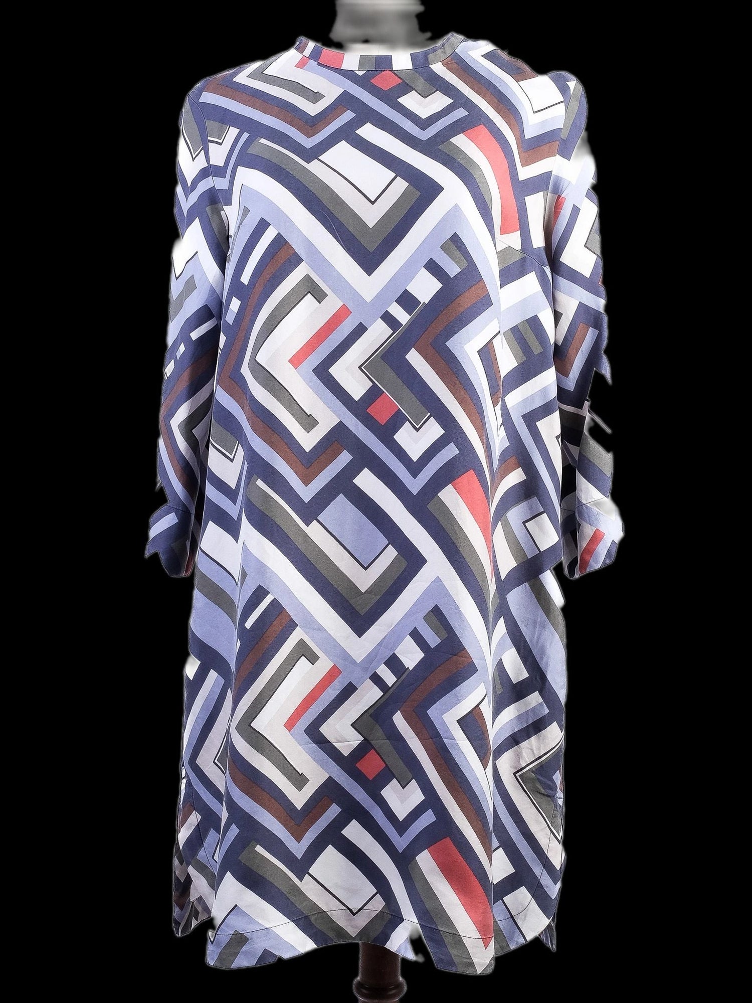 Max Mara Excellent Condition Silk Geometric Pattern Dress Size M