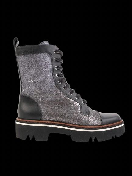 Excellent Pollini Gray Leather Lace-Up Boots Size 39