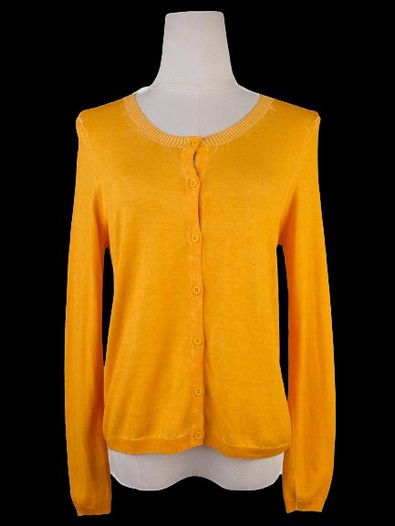 Excellent Purotatto Yellow Silk Knitted Cardigan for Women