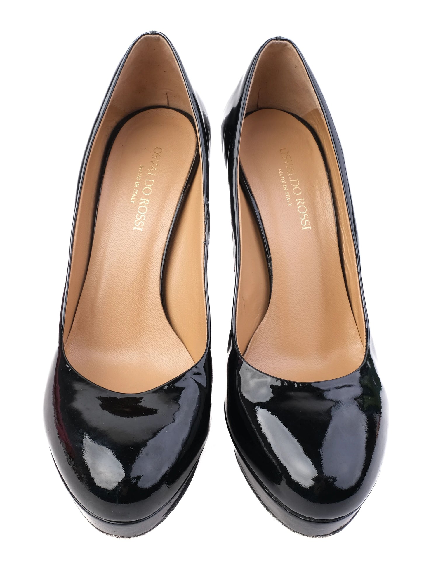 Excellent Osvaldo Rossi Black Leather High-Heeled Shoes Size 38