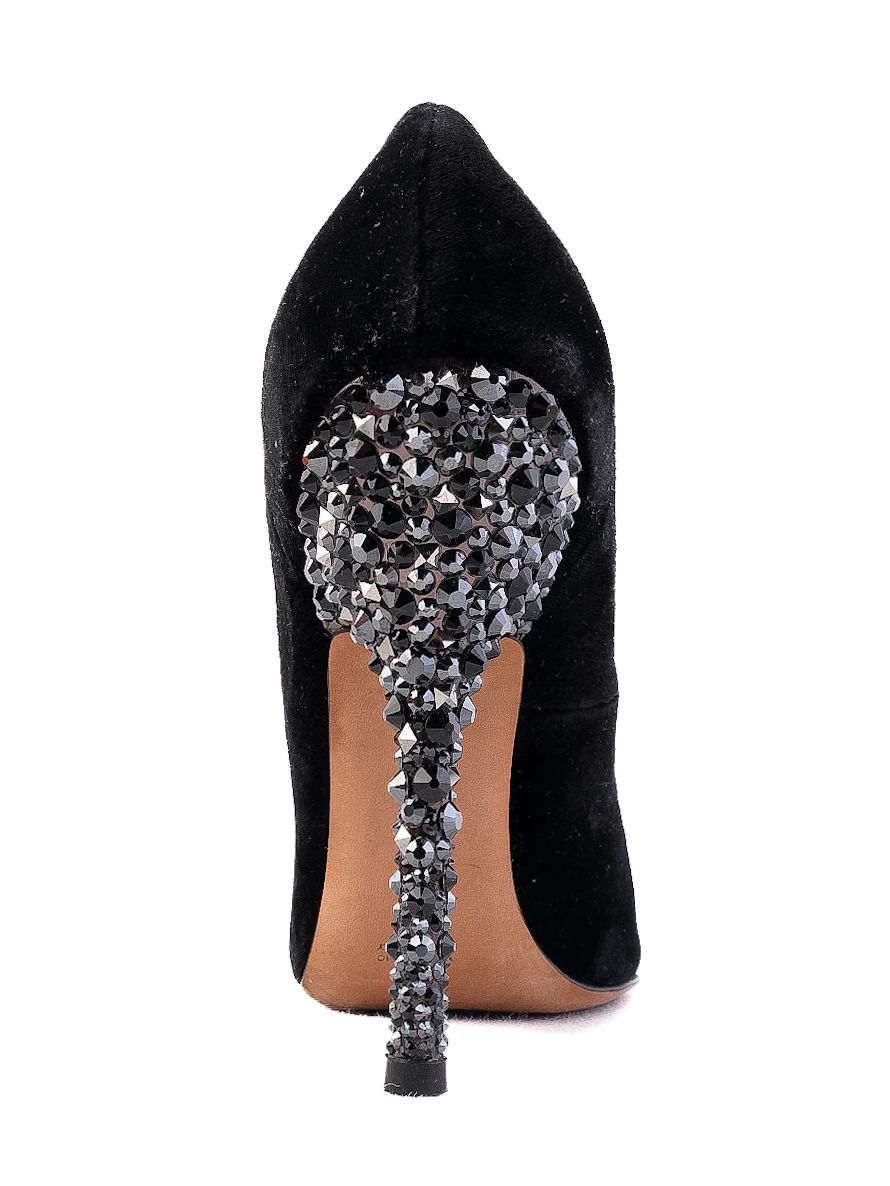 Excellent Ballin Black Genuine Suede High-Heeled Shoes