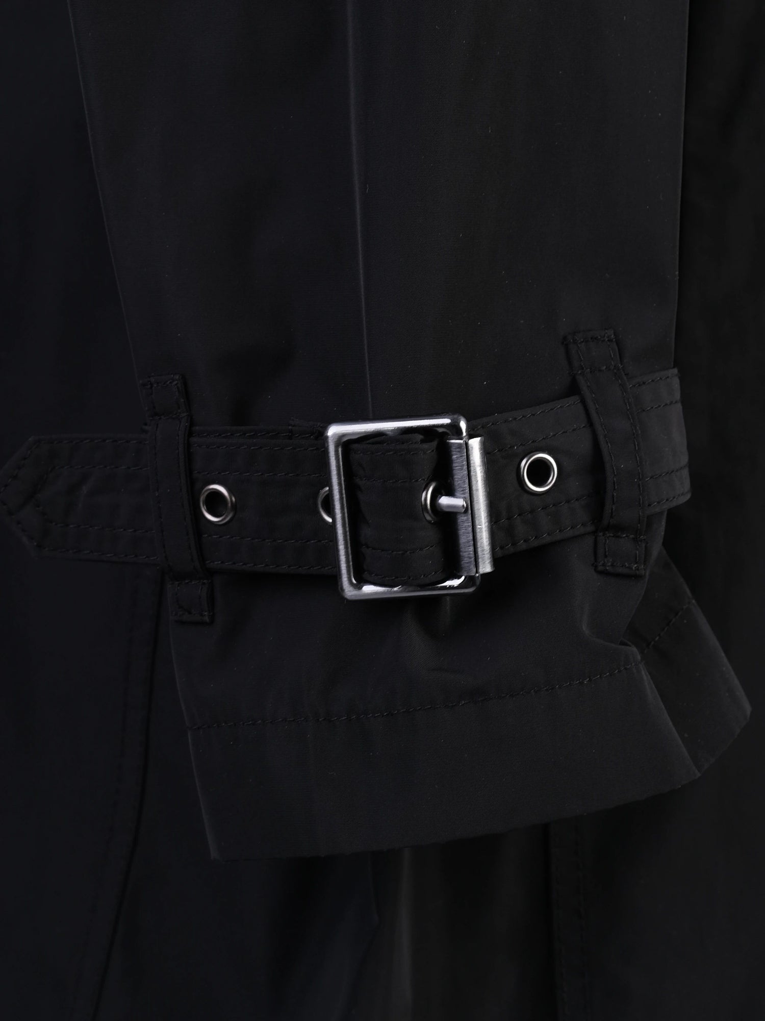 Excellent Burberry Black Trench Coat XS Polyester Double-Breasted