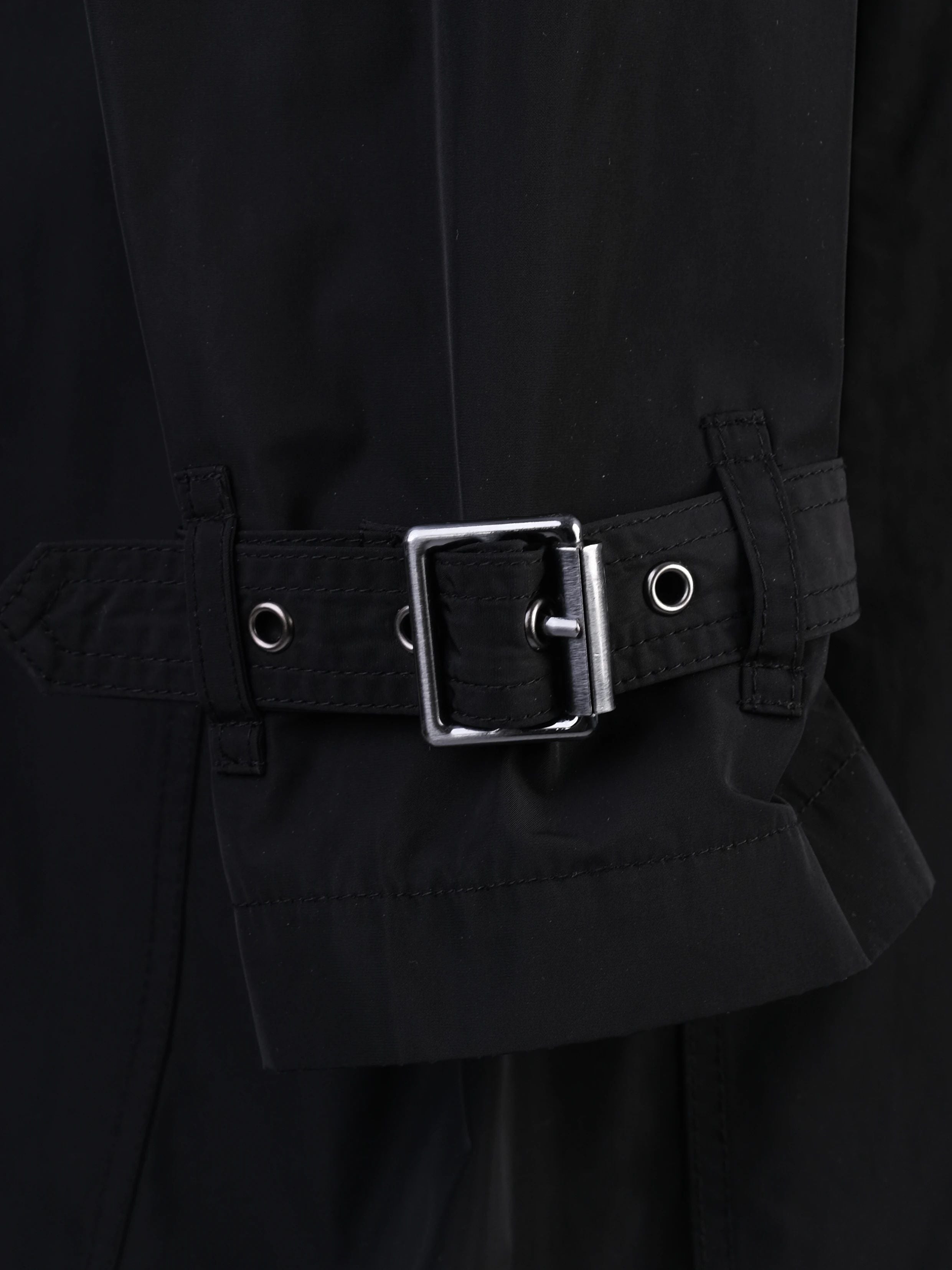 Excellent Burberry Black Trench Coat XS Polyester Double-Breasted