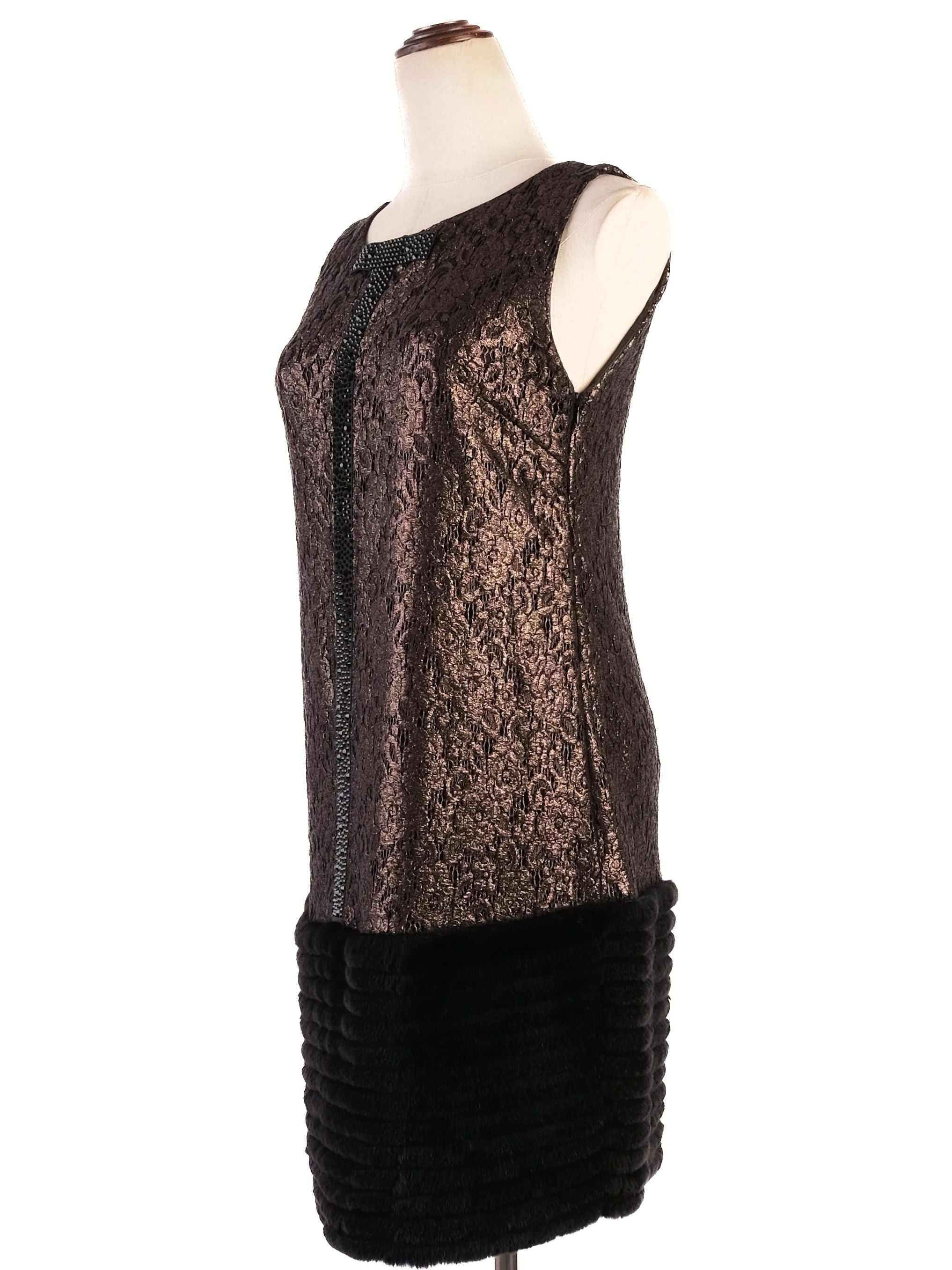 Excellent VDP Textured Silk Dress Women M Combined Color Pattern