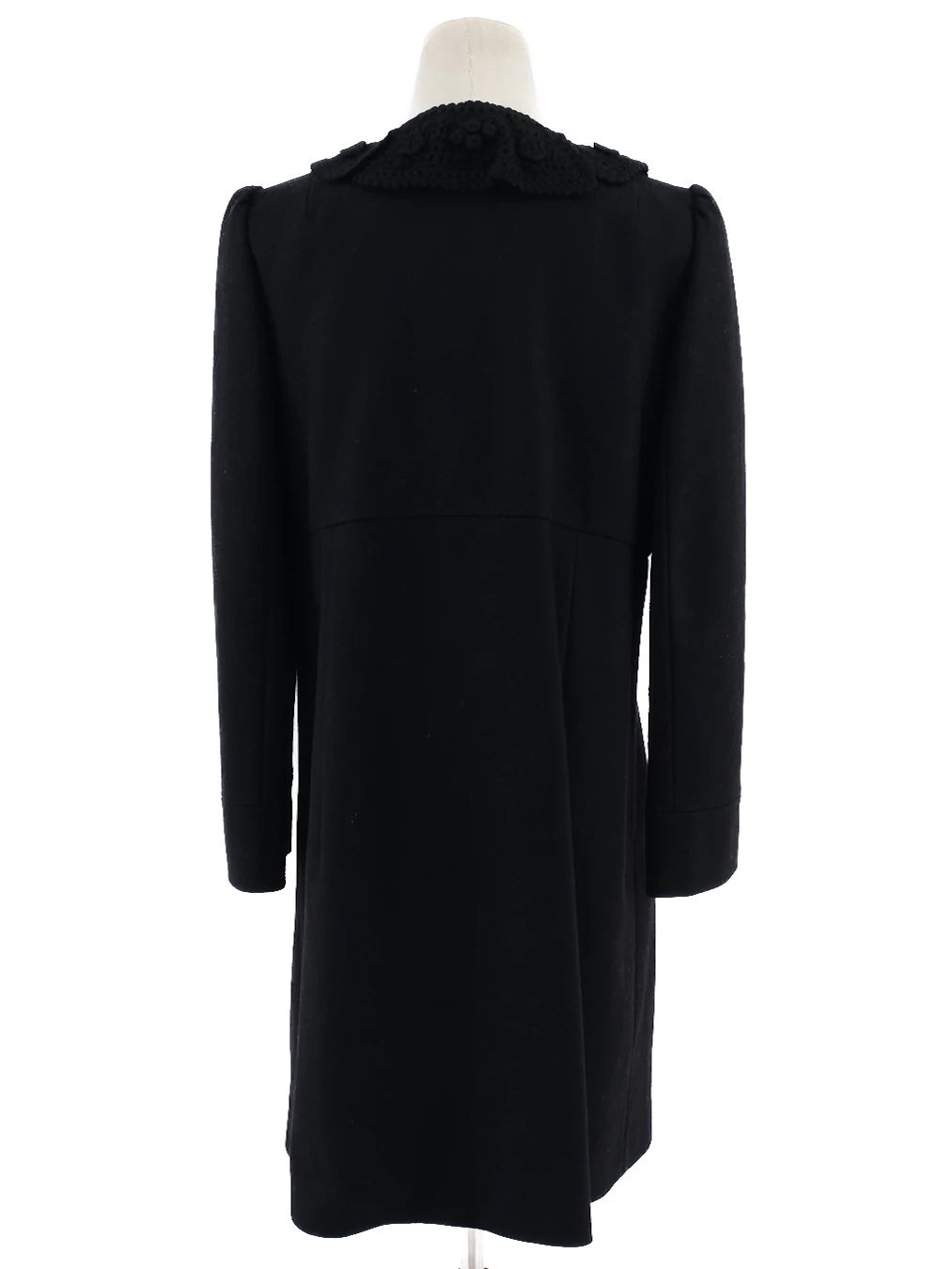 Excellent Red Valentino Black Wool Coat Size L with Textured Detail