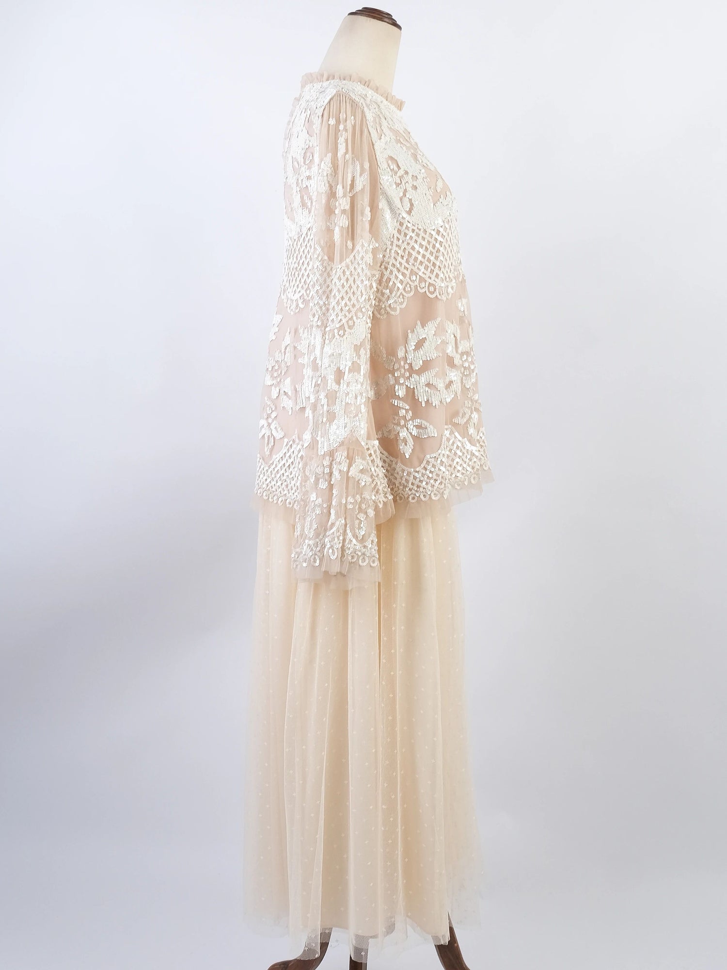 Excellent needle&thread White Floral Lace Dress Size M