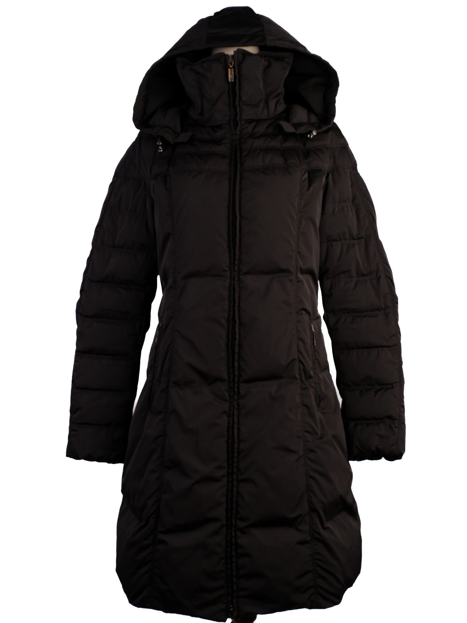 Excellent Moncler Black Puffer Coat with Hood Size L