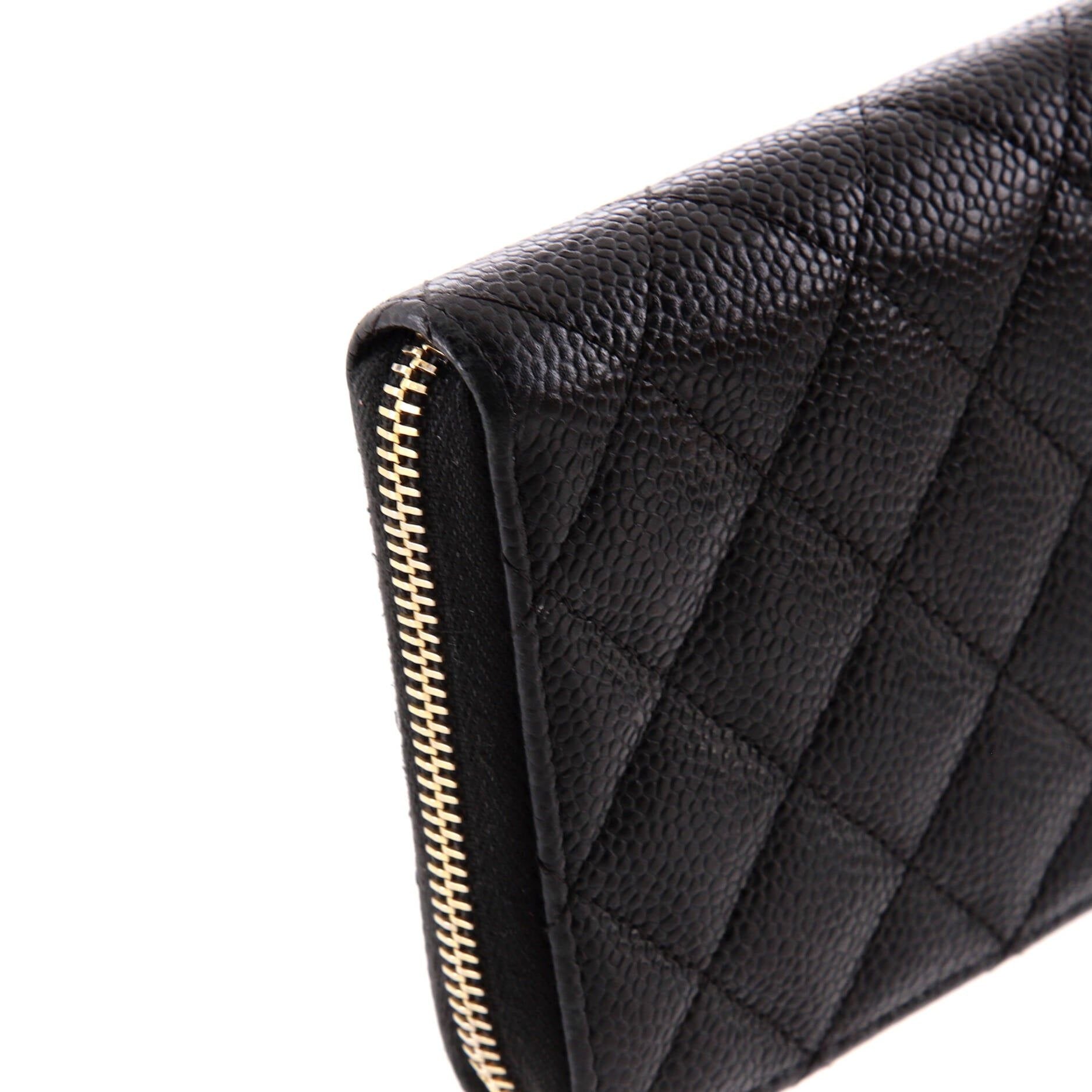 Chanel Zip Around Wallet Quilted Caviar Long