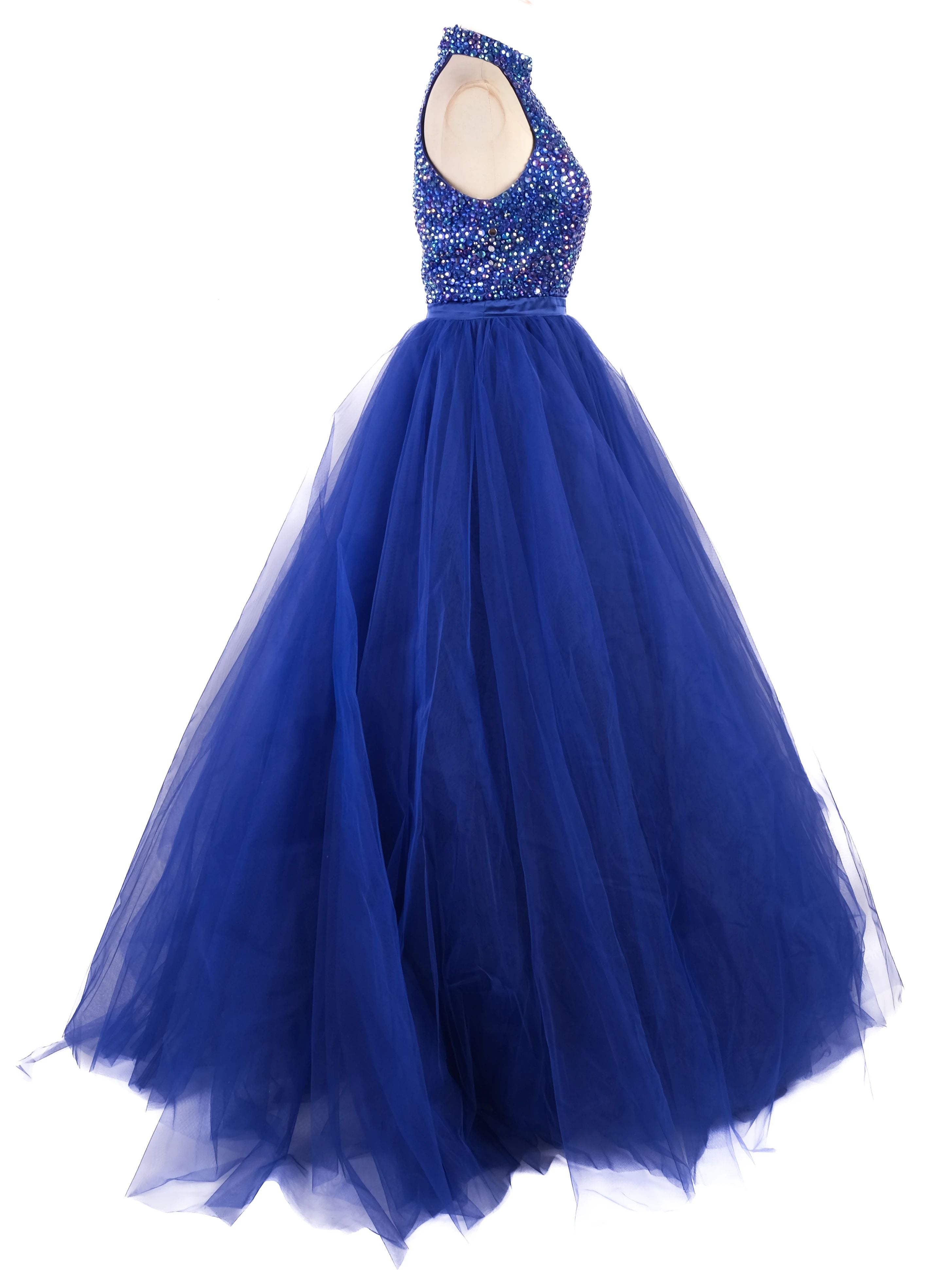 Perfect Sherri Hill Blue Ball Gown Size M with Beaded Bodice