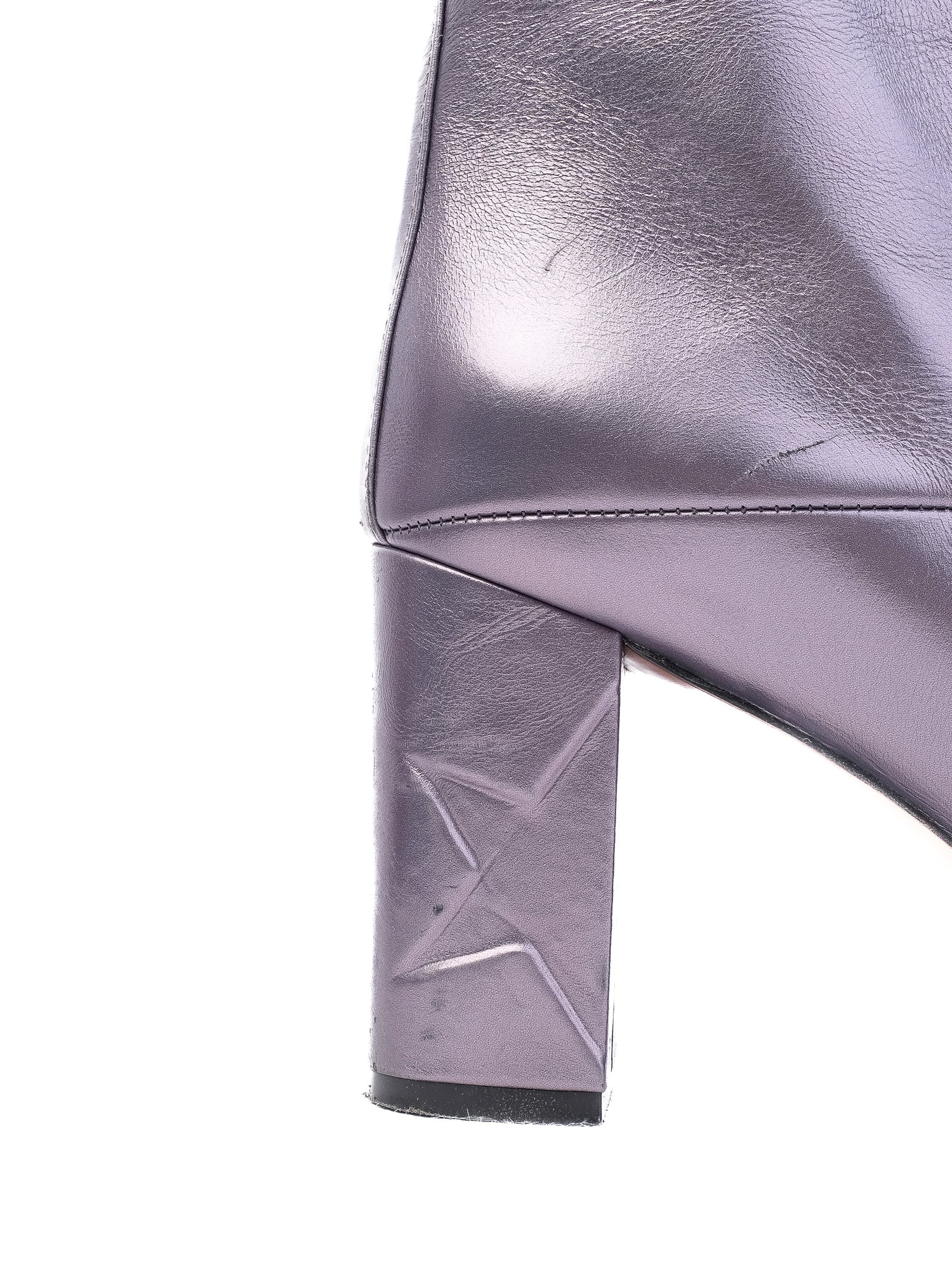 Excellent Golden Goose Gray Leather High-Heeled Ankle Boots Size 39