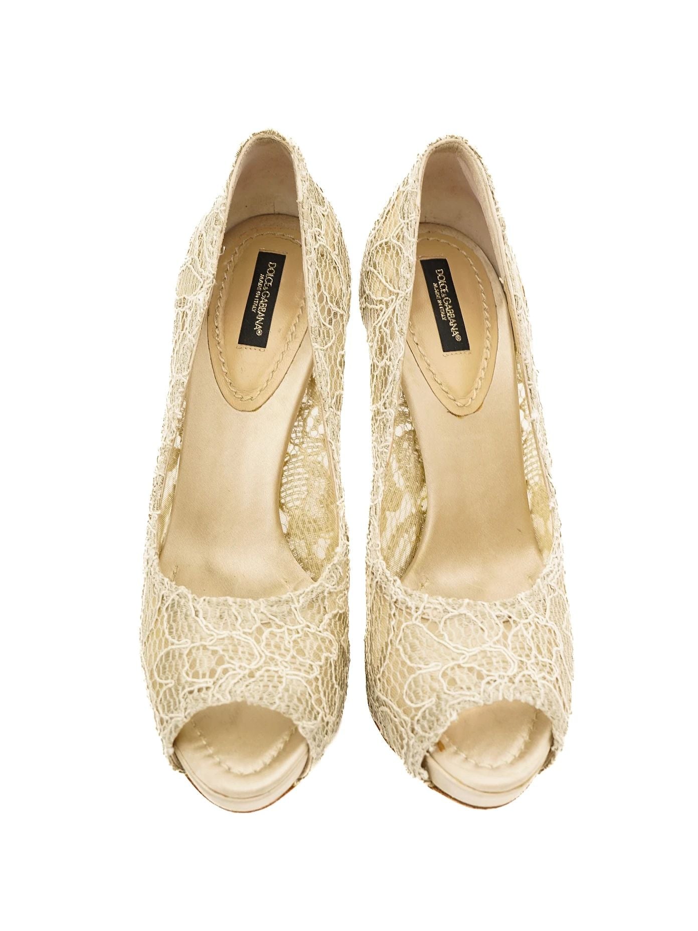 Excellent Dolce Gabbana Gray Lace High-Heeled Shoes Size 38