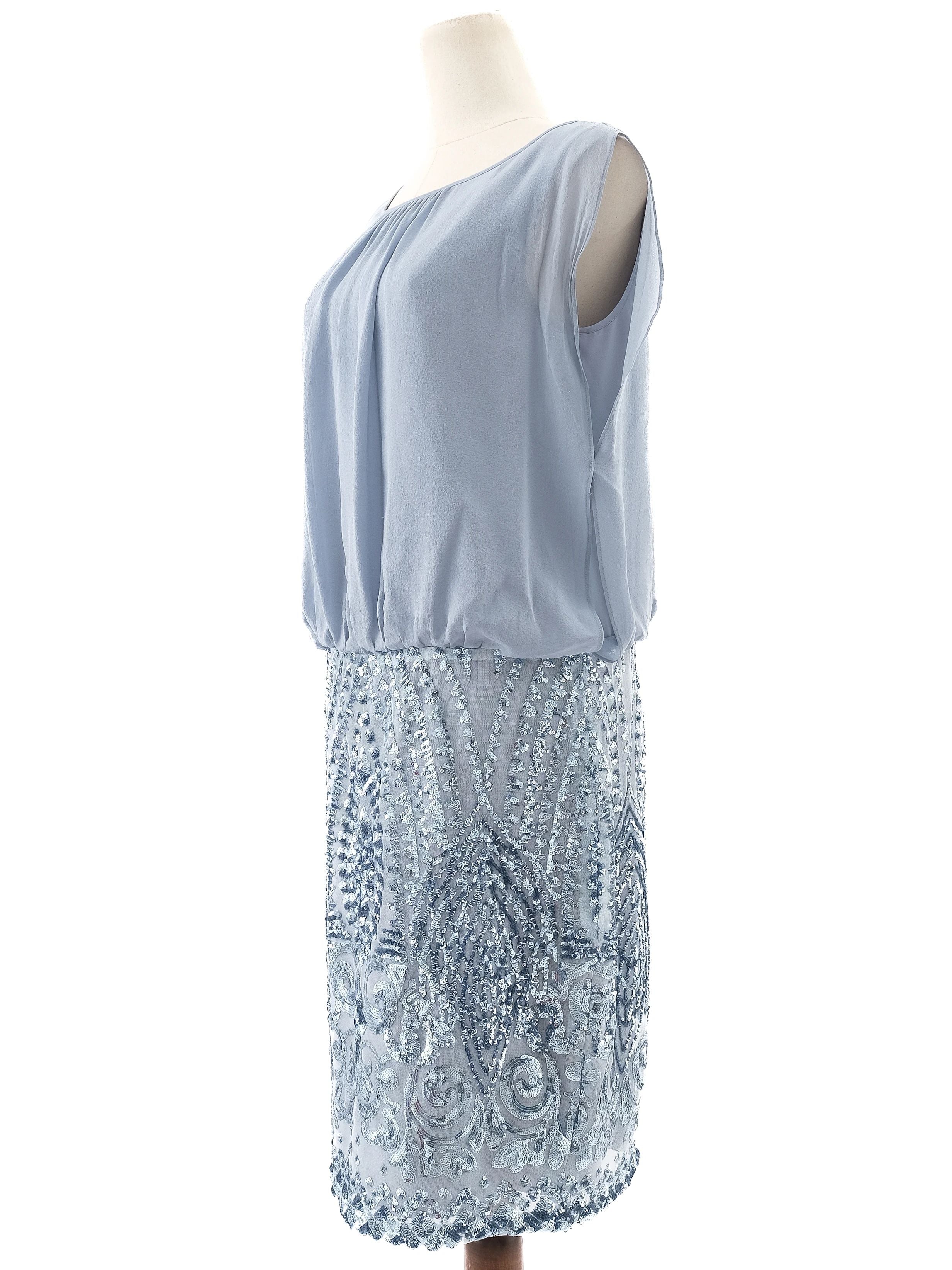 Excellent Luisa Spagnoli Blue Silk Evening Dress Size XL