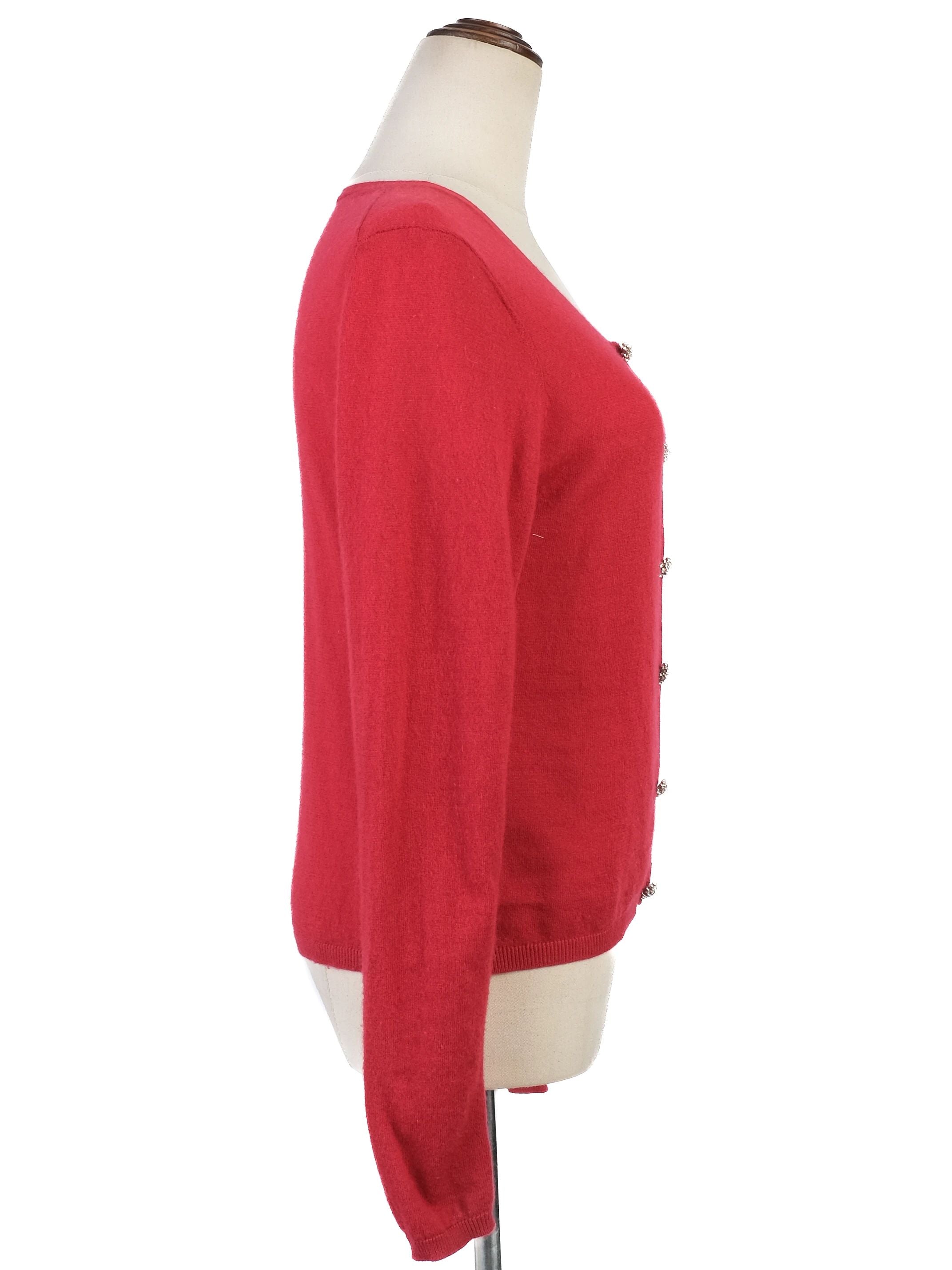 Excellent Tara Jarmon Red Cashmere Cardigan Size M