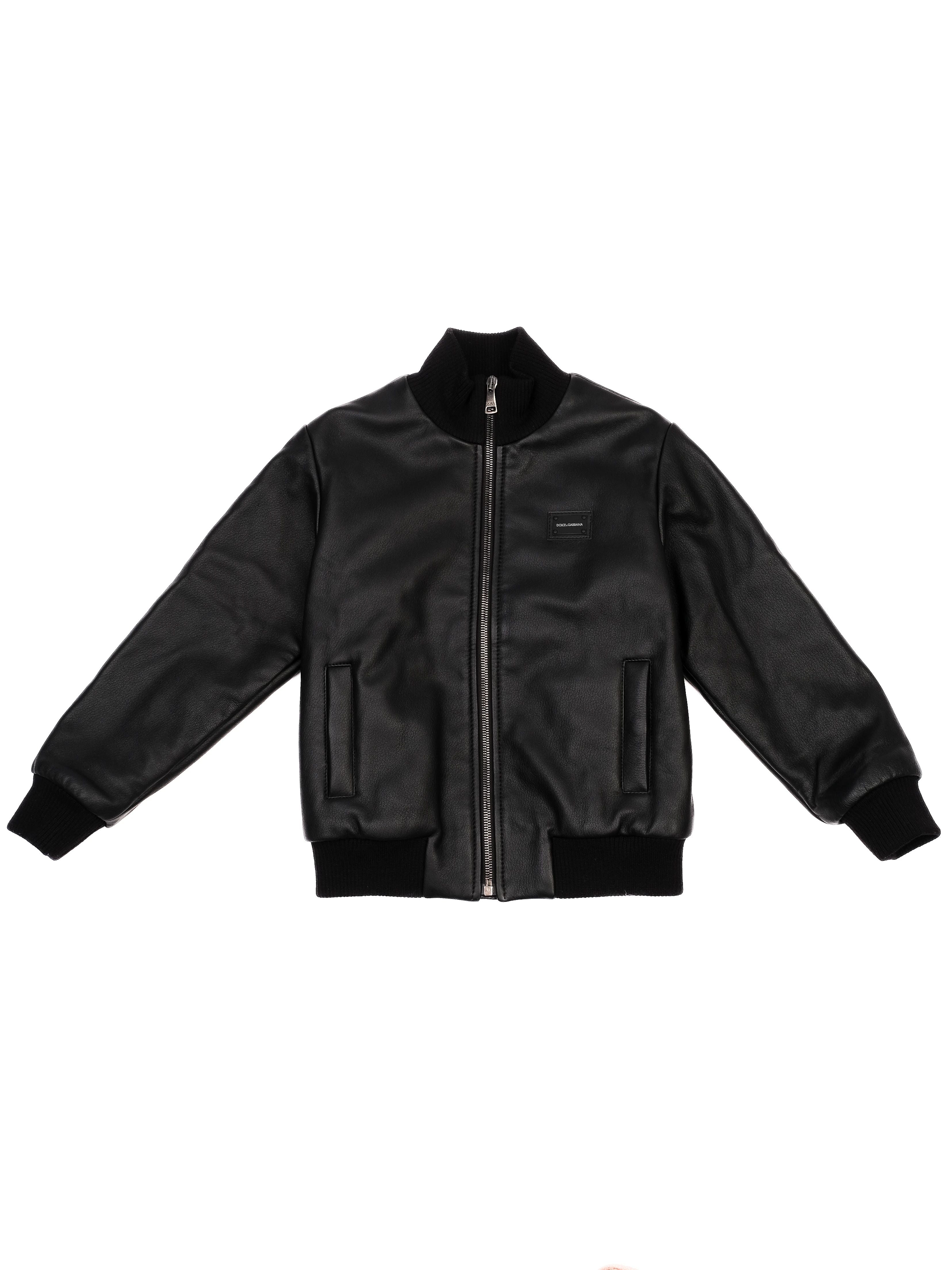 Perfect Dolce Gabbana Black Leather Jacket for Kids Size 6