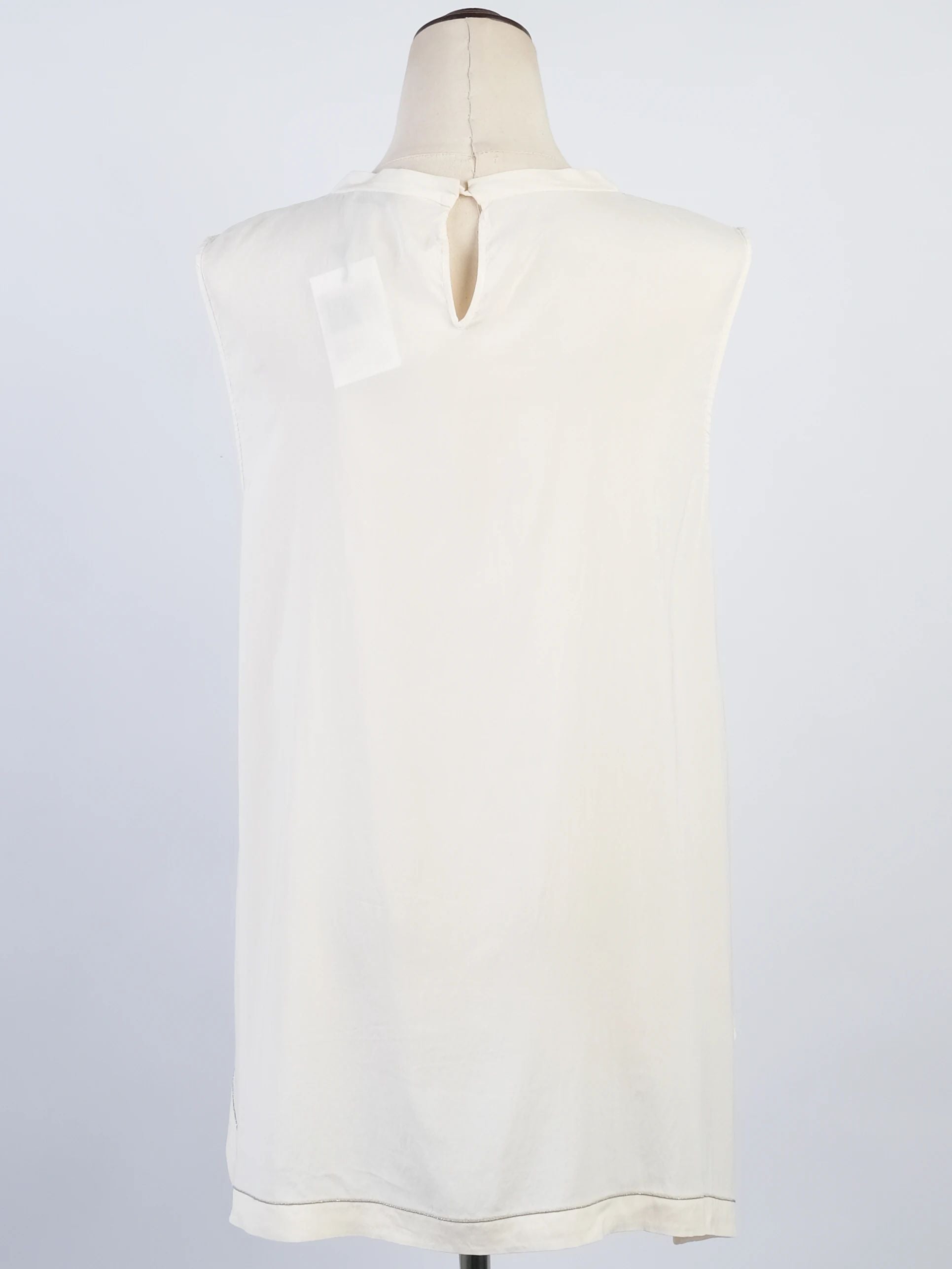 Excellent Brunello Cucinelli White Silk Top Size XL Made in Italy