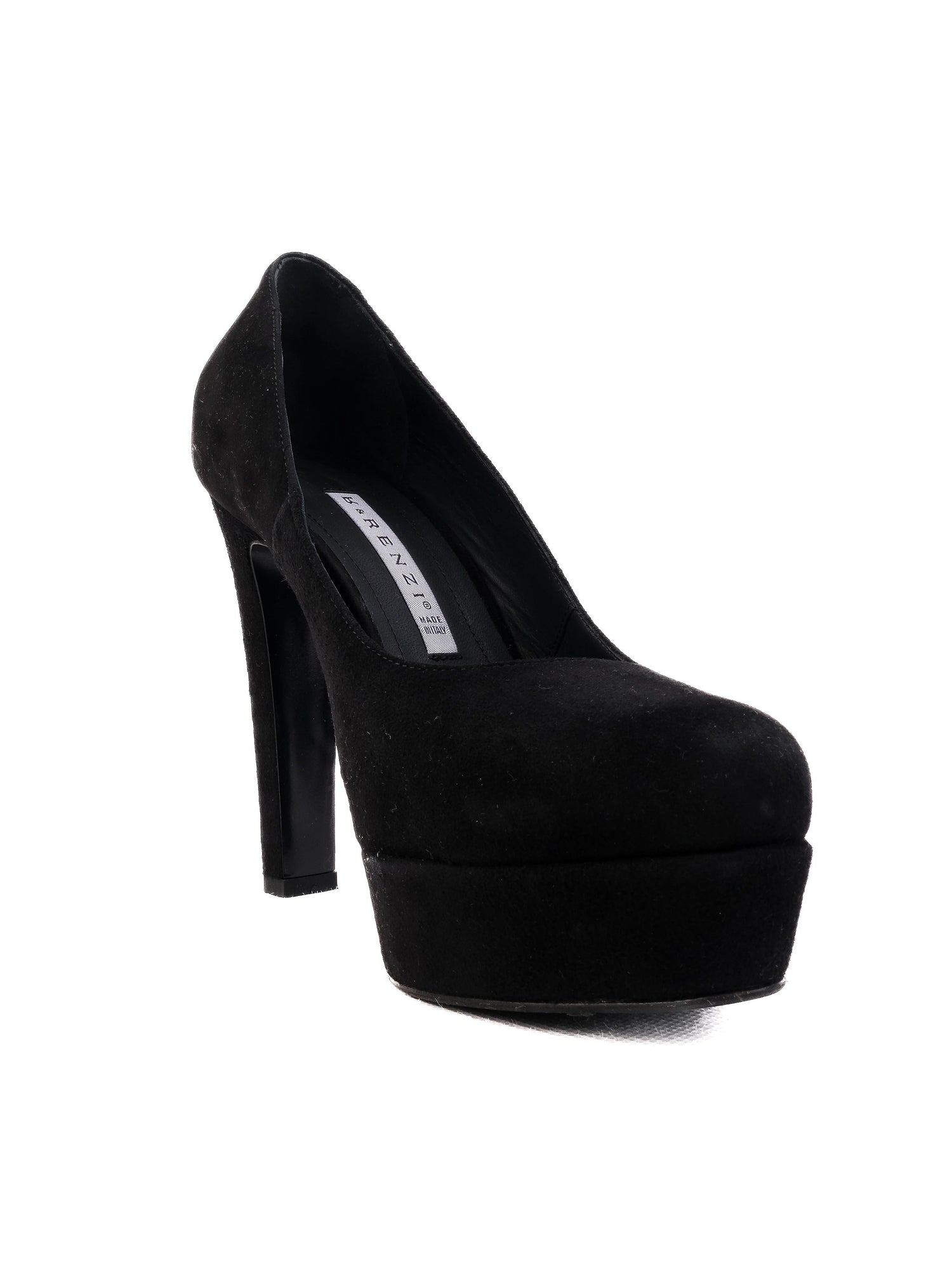 R&Renzi Black Genuine Suede High-Heeled Shoes Size 38