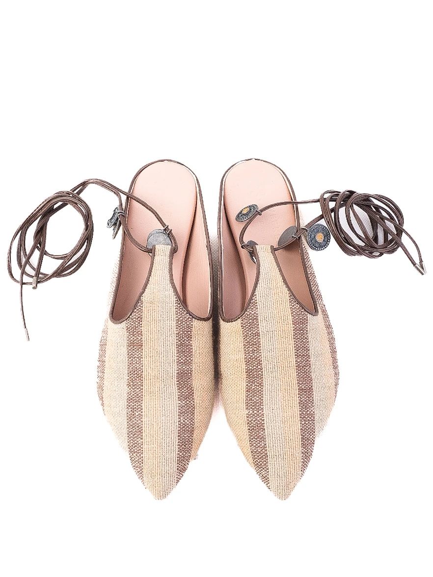 Weekend MaxMara Excellent Condition Striped Fabric Flat Shoes