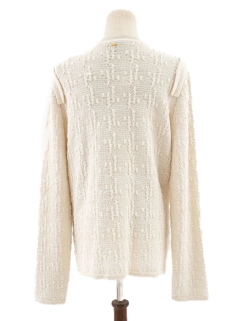 Excellent Escada White Wool Jacket Size L with Textured Knit