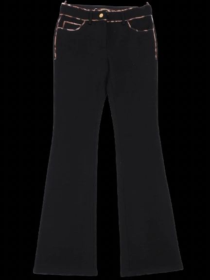Excellent Fendi Black Pants Size M with Selleria Button & Stitch Detail
