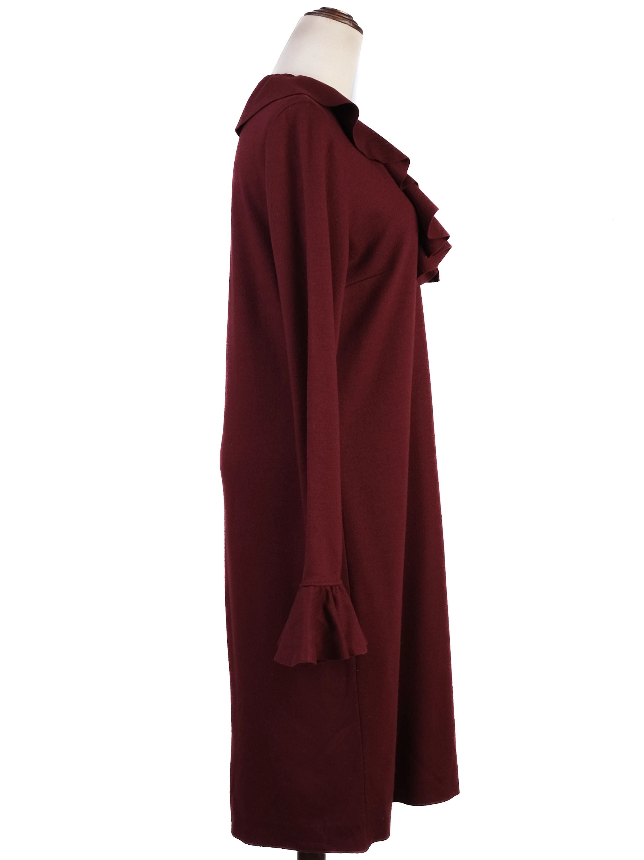 Excellent Gucci Red Wool Dress with Ruffles for Women