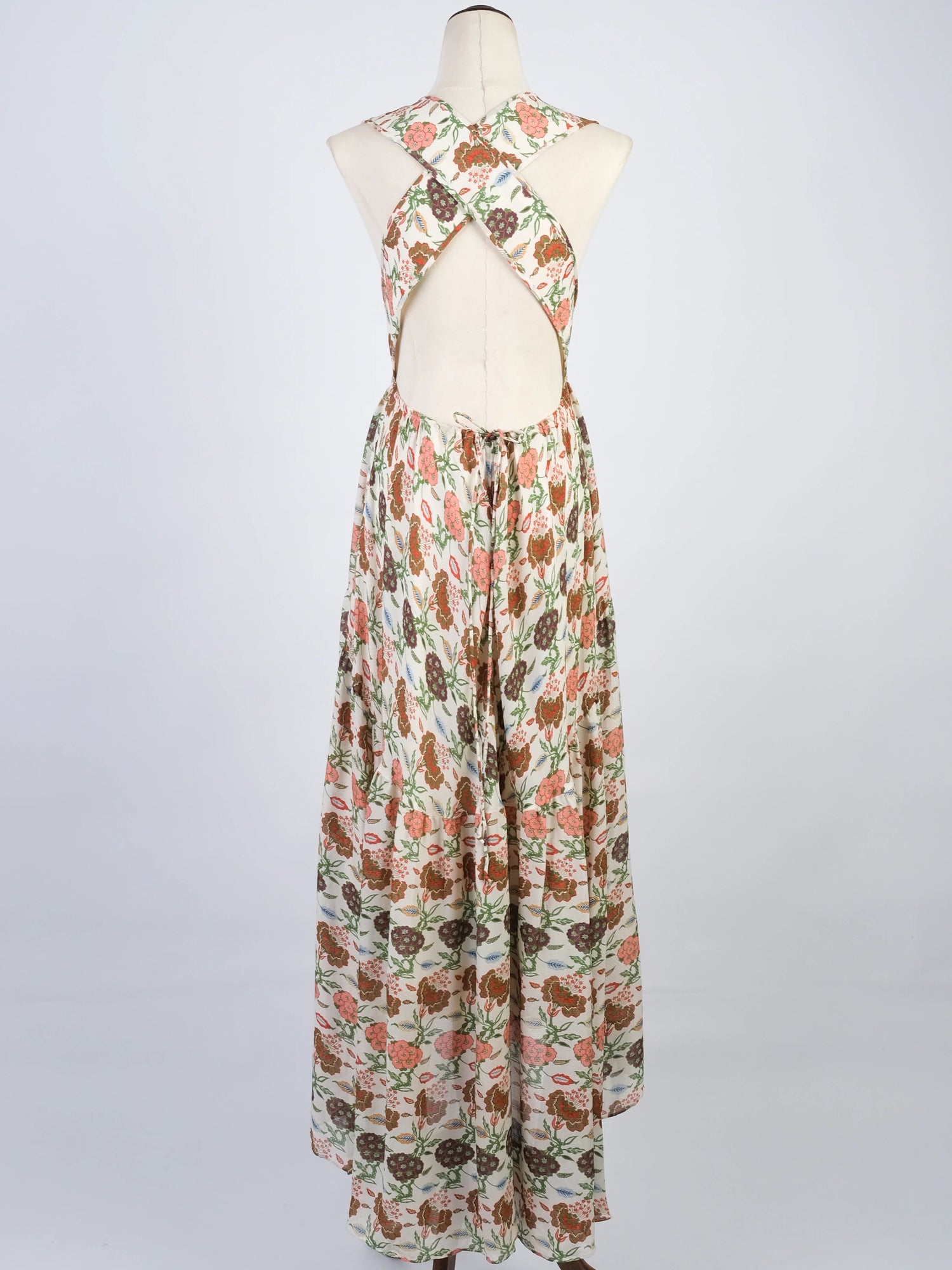 Tory Burch Floral Maxi Dress Silk Sleeveless Size S Excellent