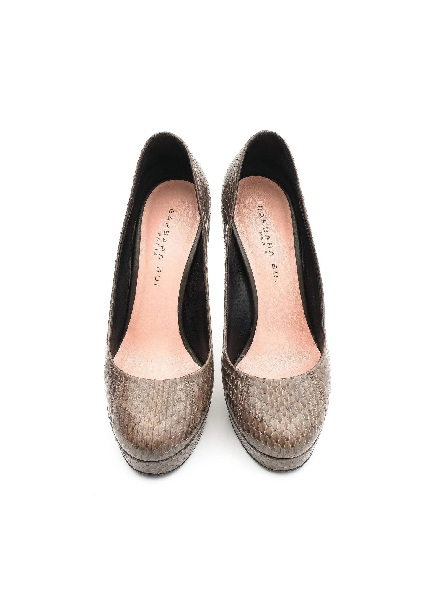 NEW Barbara Bui Gray Leather High Heels Size 38 Snakeskin Pattern