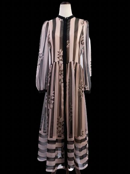 TWINSET Long Striped Dress Floral Patterns Size L Excellent Condition