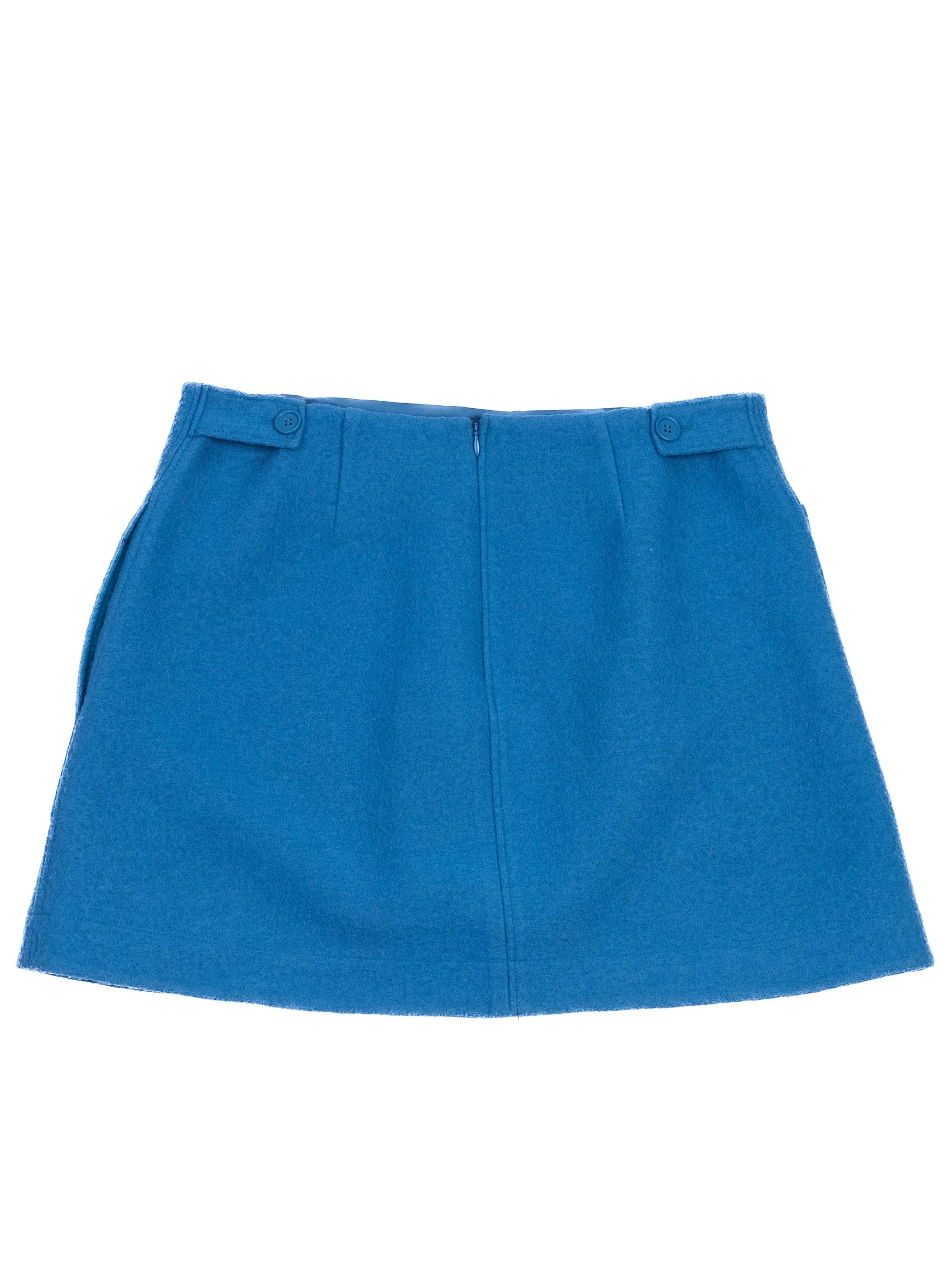 Excellent COS Blue Wool Skirt with Front Pocket Size Info