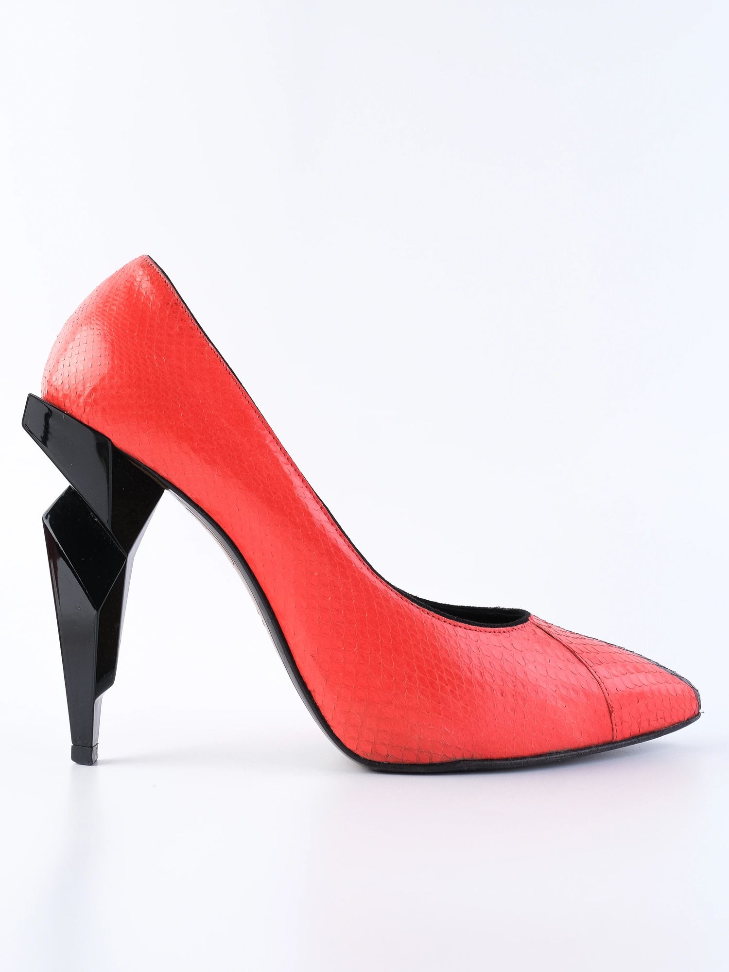 Good Fendi Orange Snakeskin Pattern High Heeled Shoes Size 40