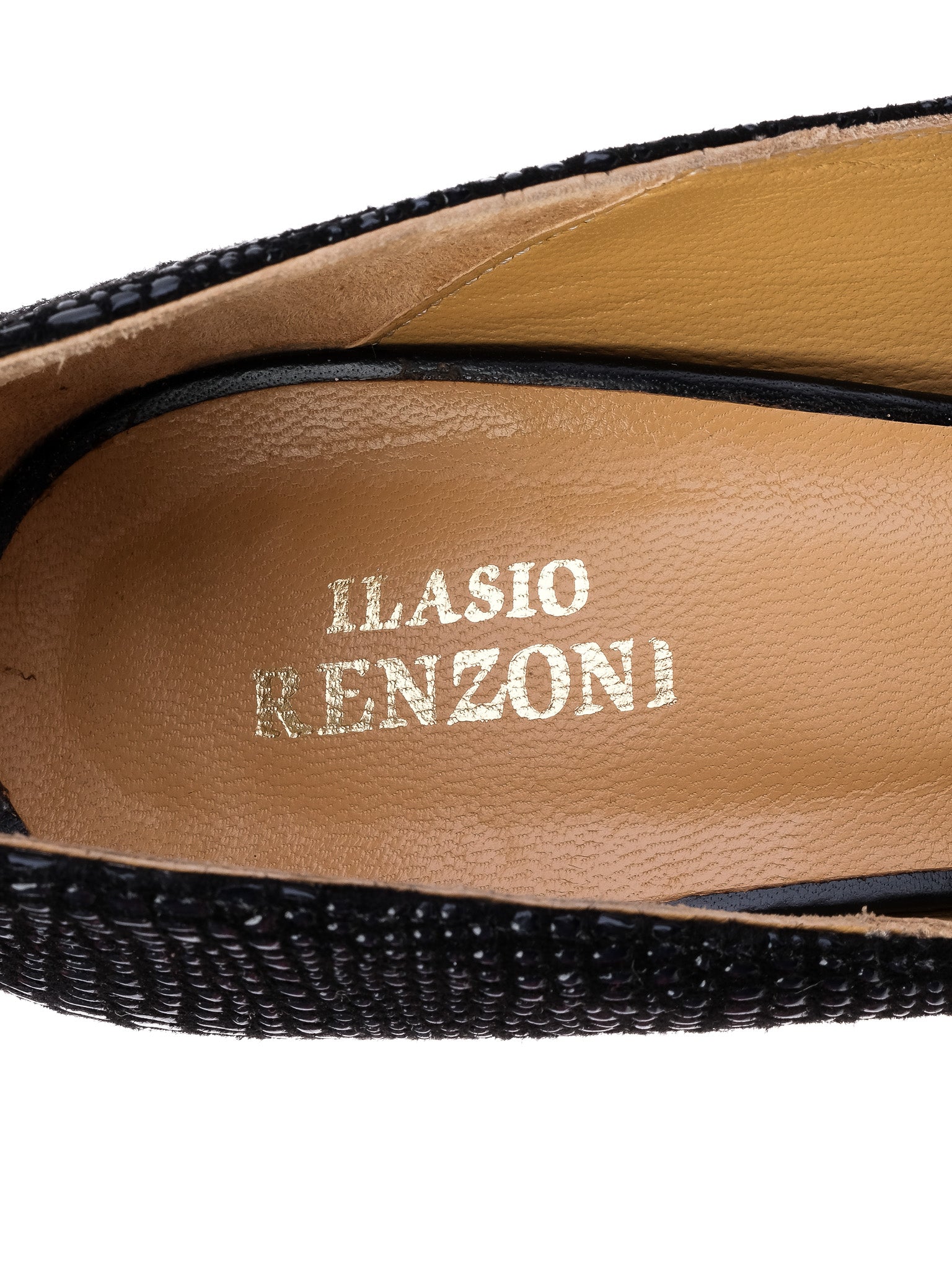NEW Renzoni Black Leather High-Heeled Shoes Size 38