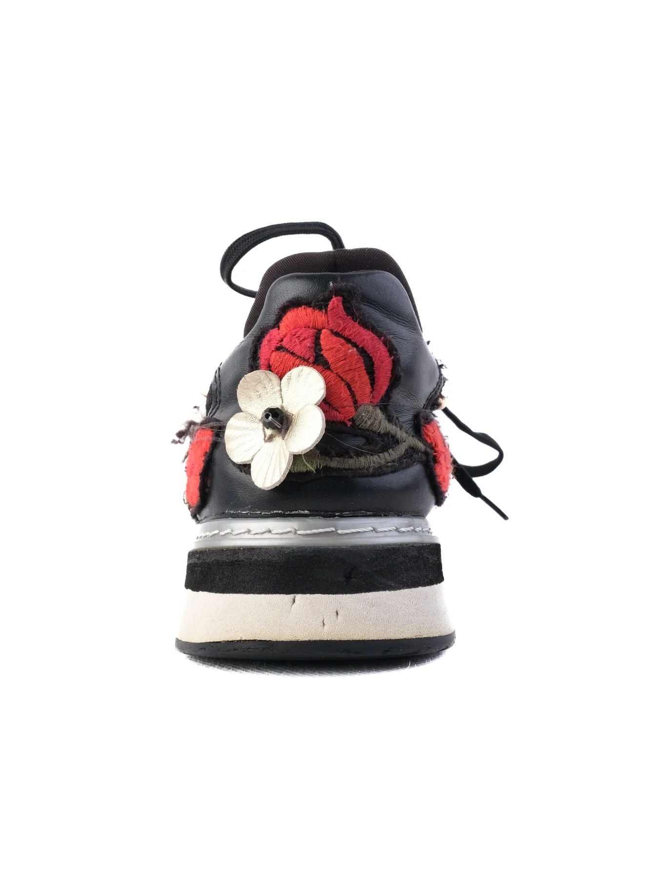 Excellent Dolce Gabbana Black Floral Embroidered Sneakers Women