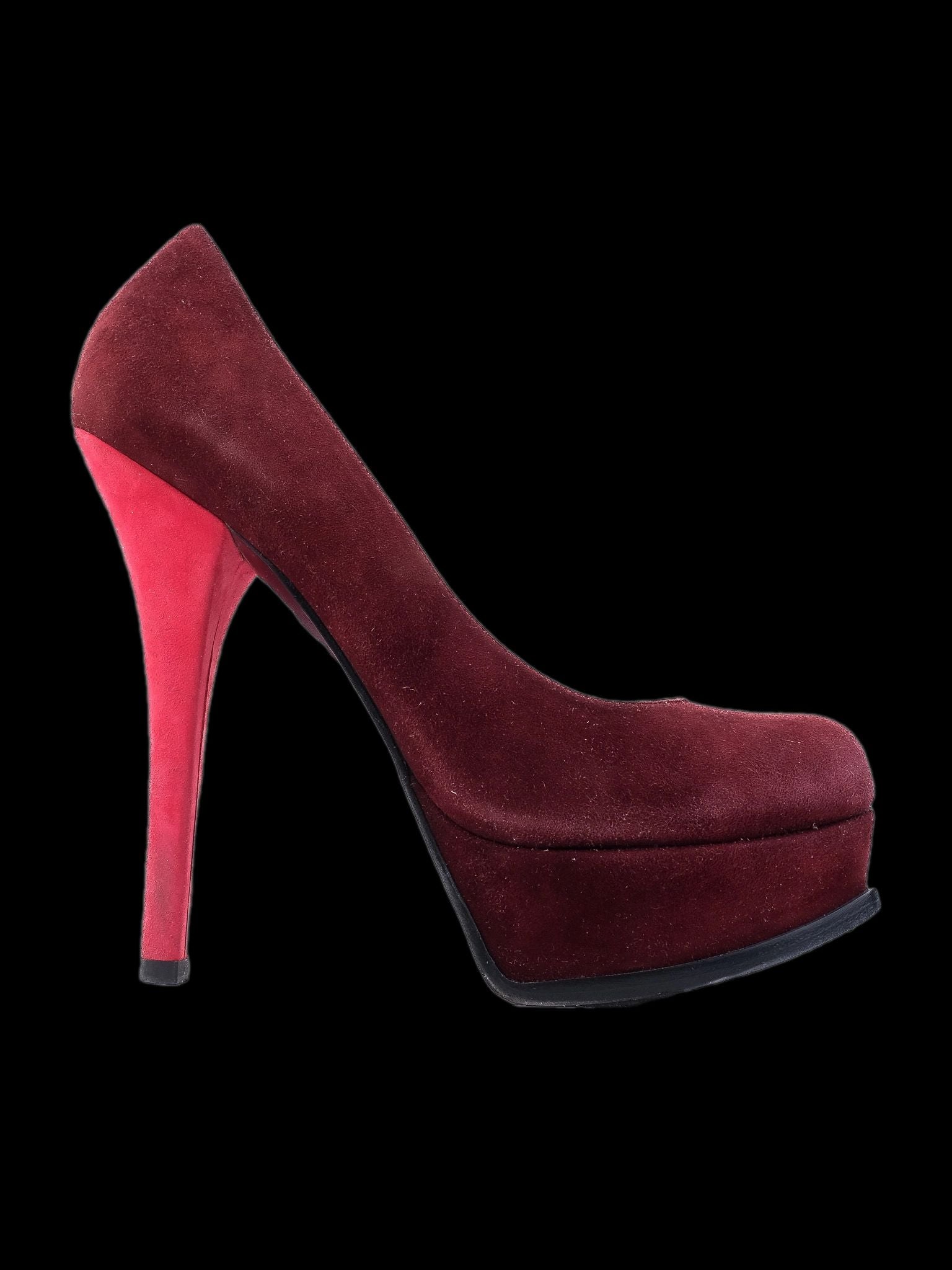 Excellent Prada Purple Suede High-Heel Platform Shoes Size 38.5