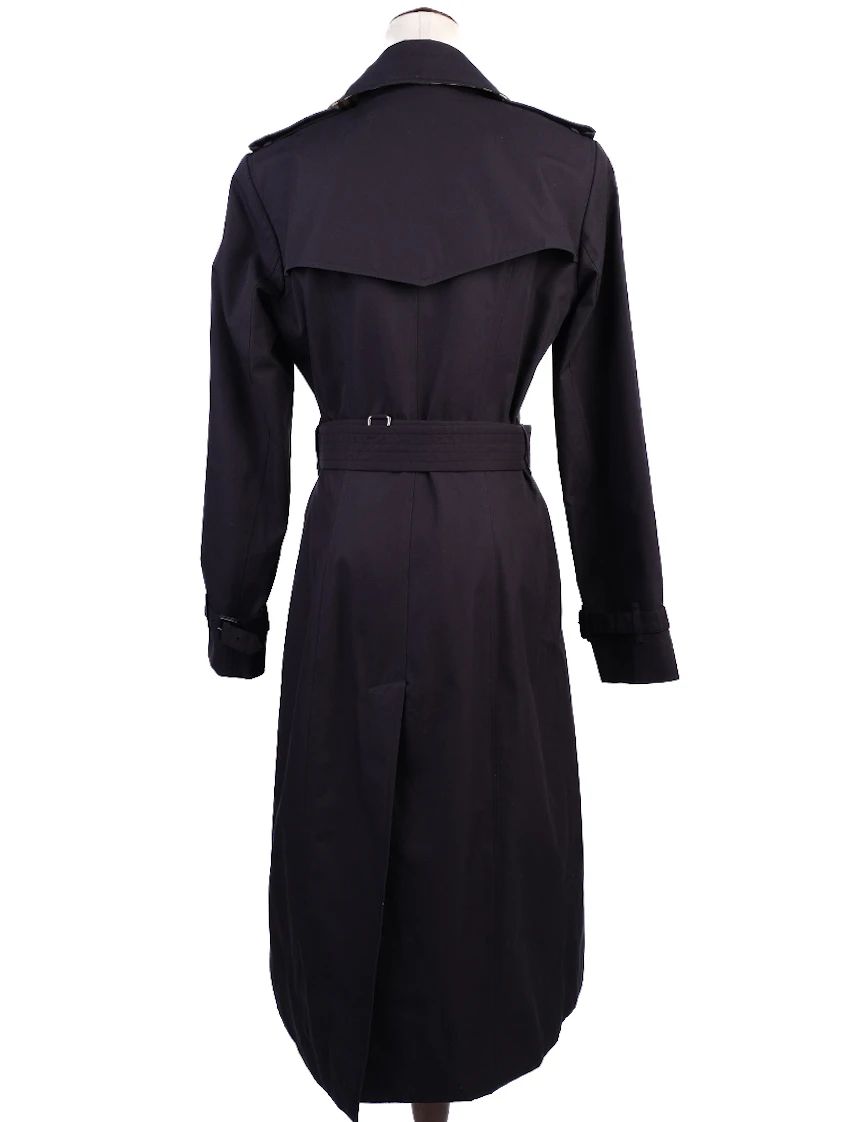 EXCELLENT Burberry Black Trench Coat Double-Breasted Women&