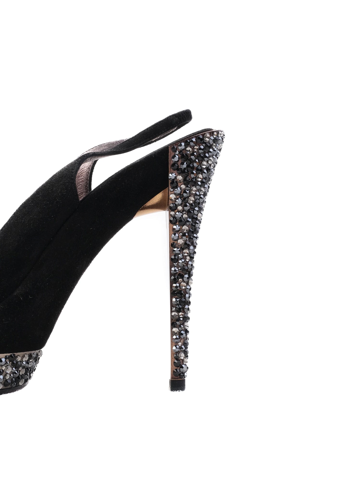 Casadei Black Genuine Suede High-Heeled Slingback Shoes Size 37.5