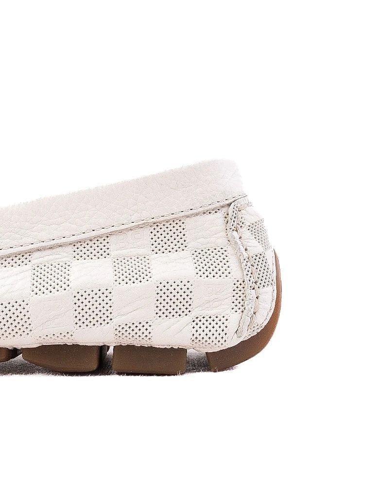 Excellent Baldinini White Leather Loafers with Checkered Pattern