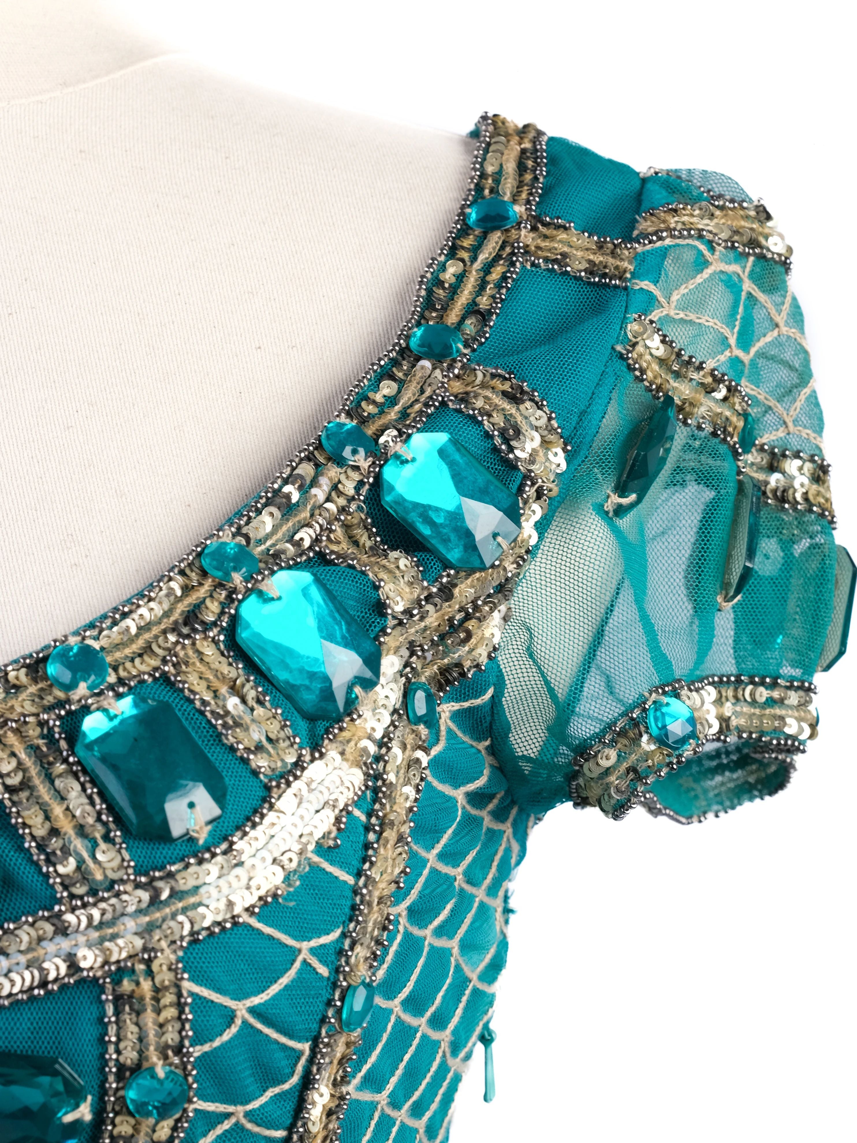 Excellent Temperley London Green Embellished Gown Size S