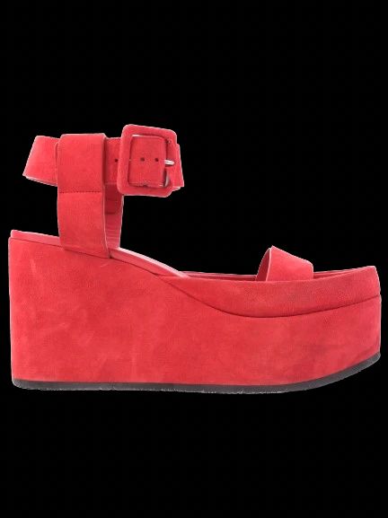Celine Red Genuine Suede Platform Sandals Size 38 Perfect Condition