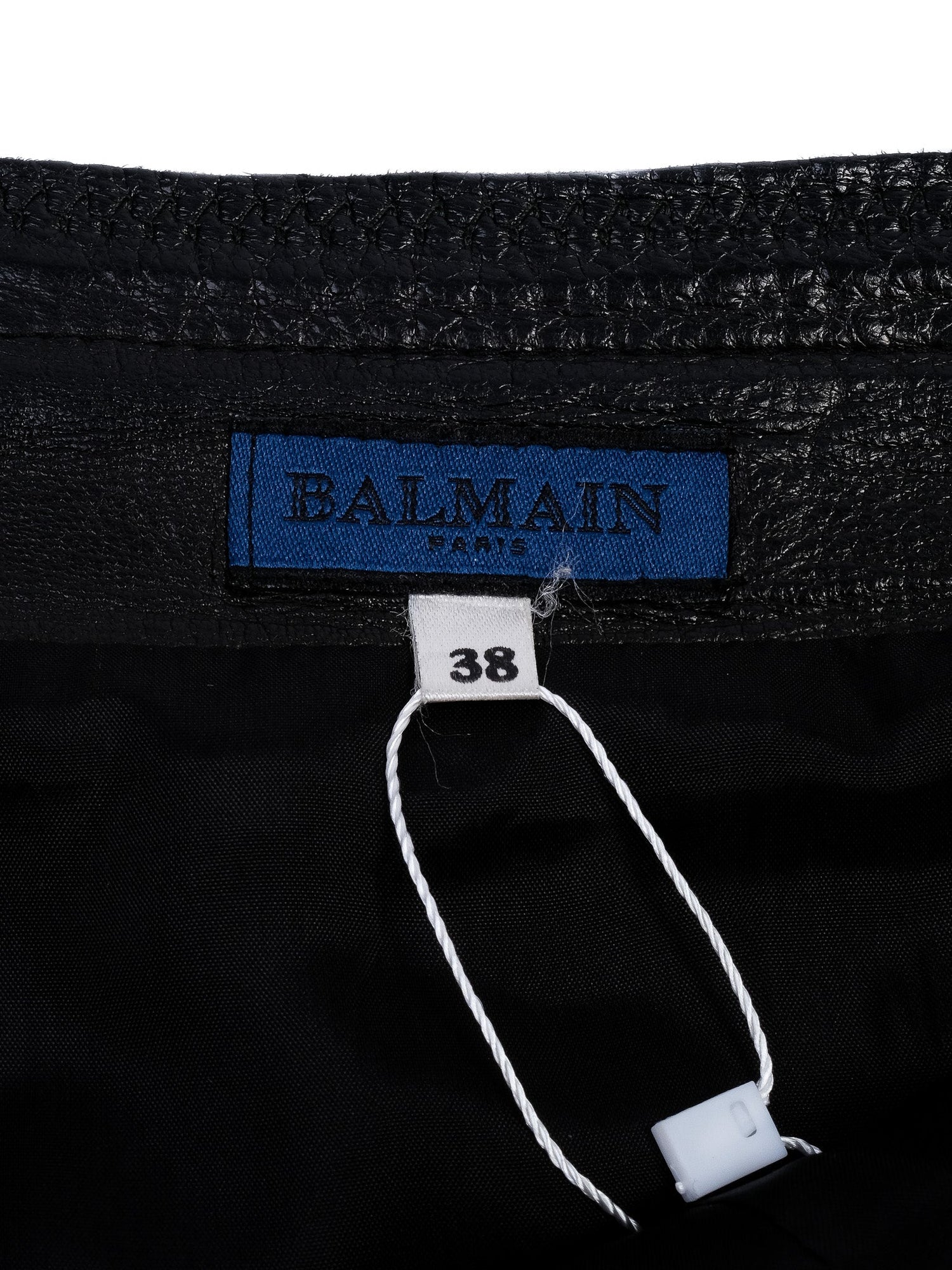 Excellent Balmain Black Leather Skirt Size M