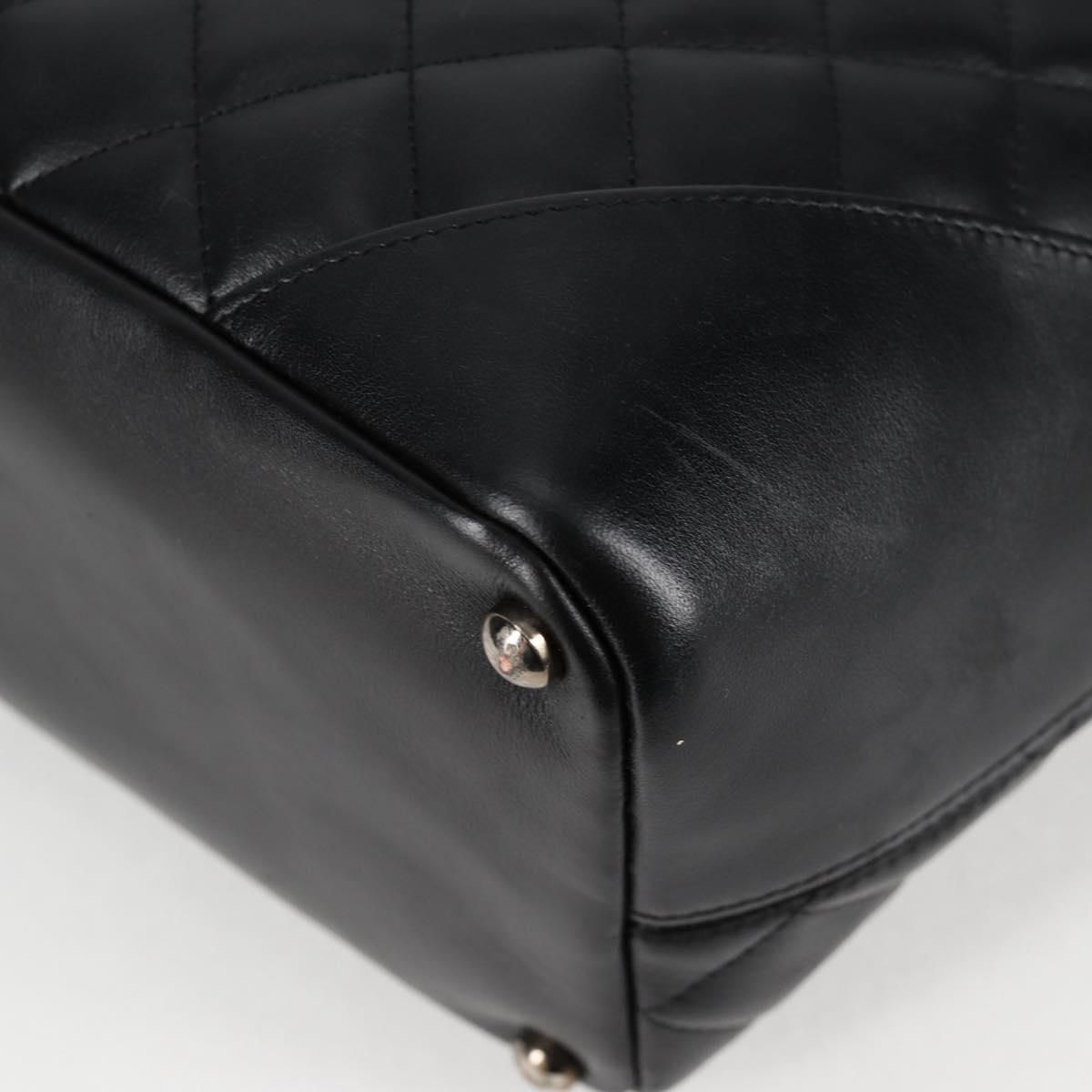 Chanel Matelasse Cambon Line Coco Mark Tote Bag Lambskin Black Cc Auth