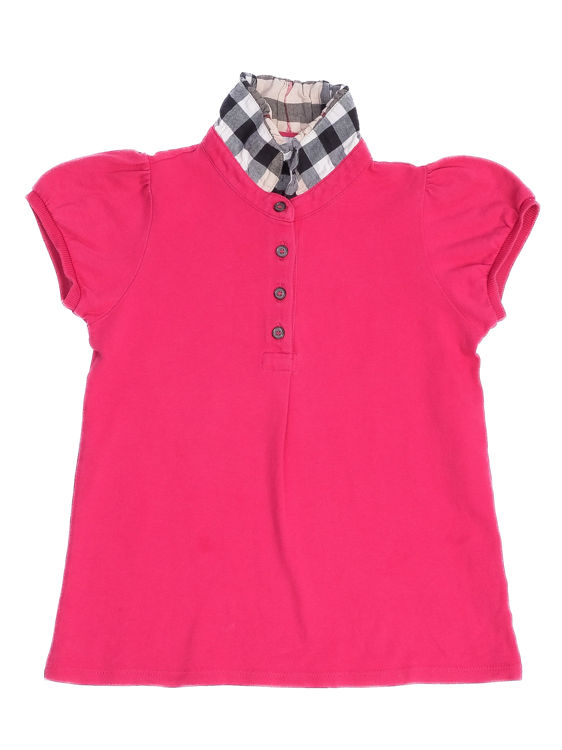 EXCELLENT Burberry Kids Pink Short-Sleeve Top Size 6 Checked Collar