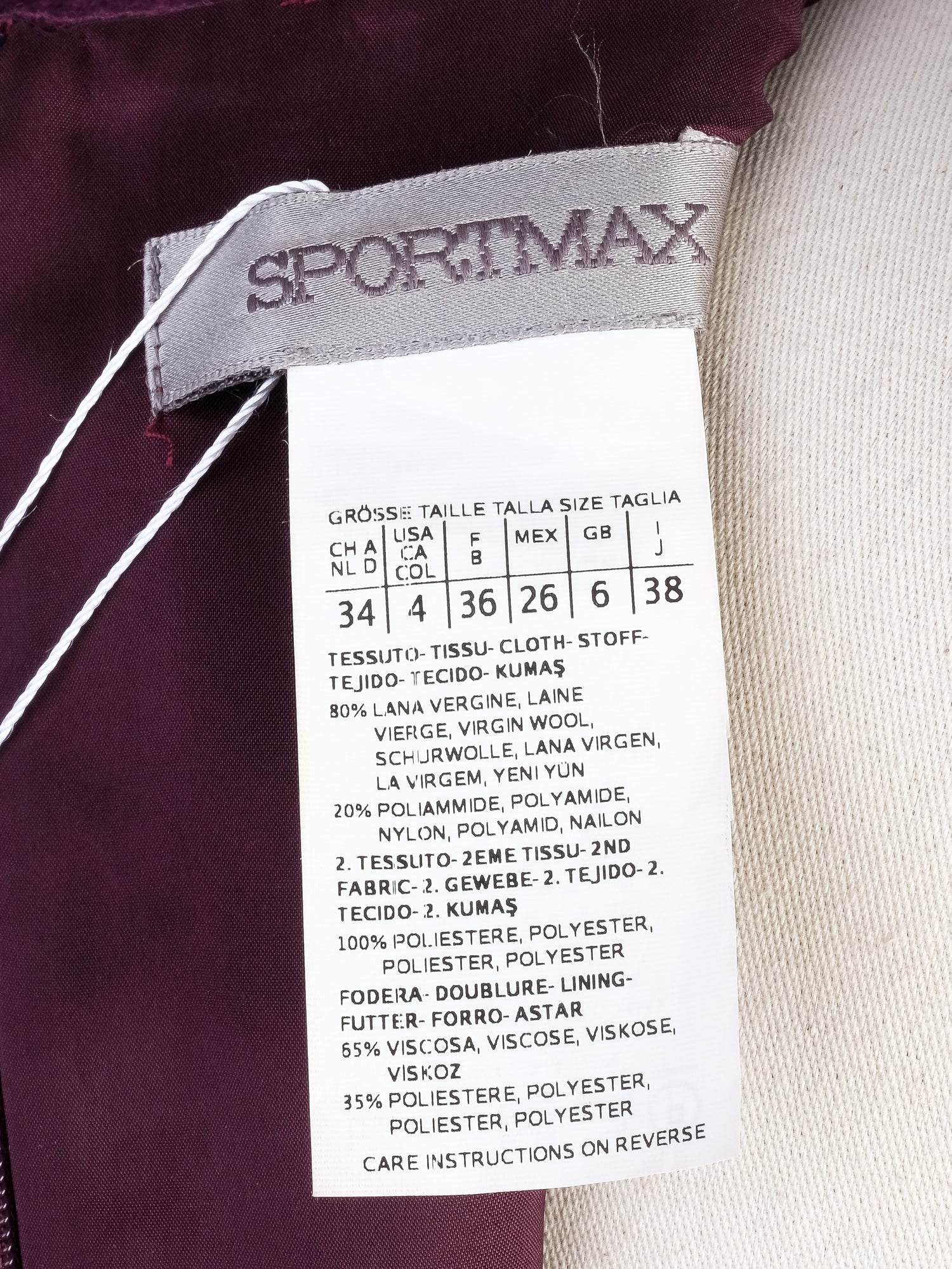 Excellent Sportmax Purple Wool Dress Size S with Peplum Detail