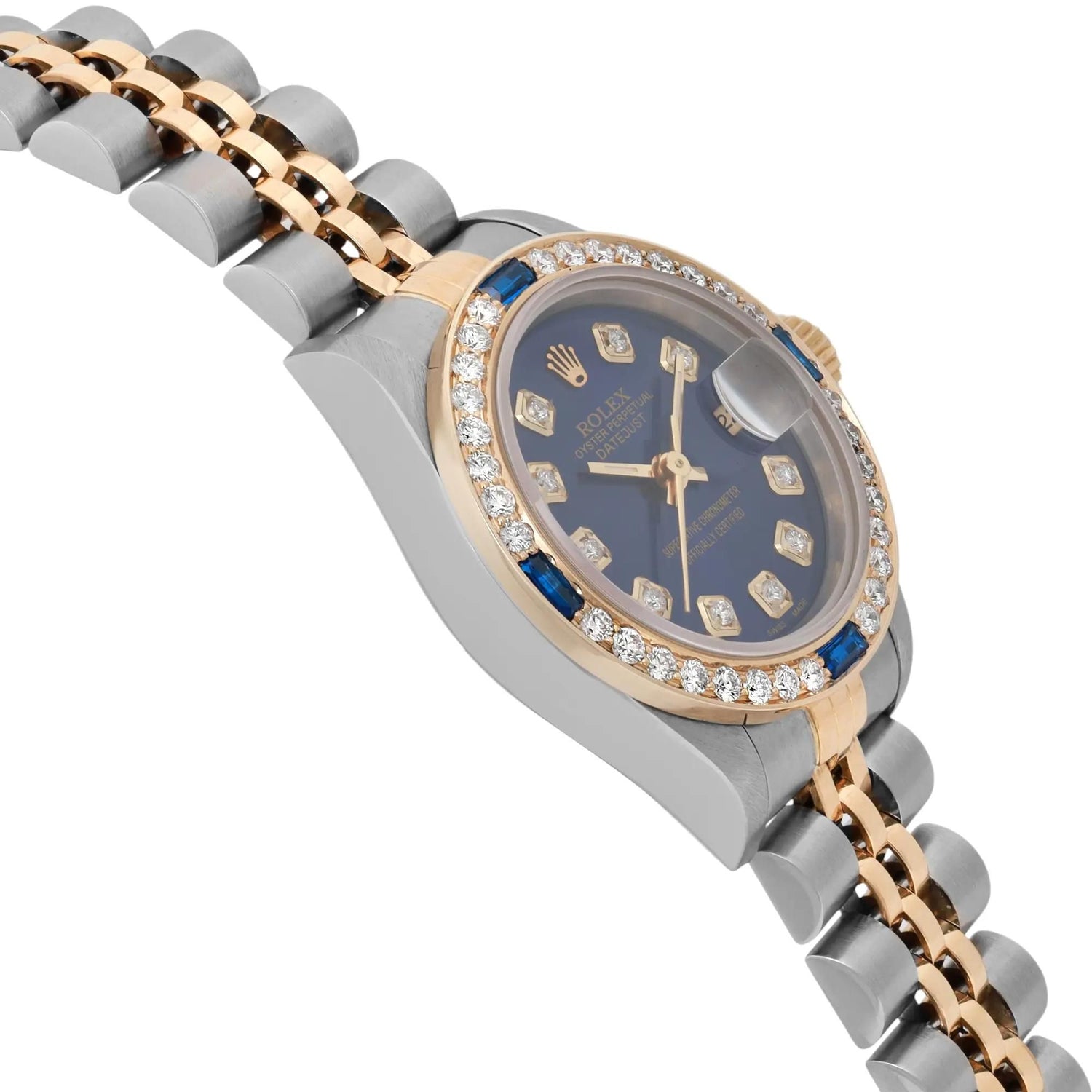 Rolex Datejust 26mm 18K Gold Steel Gold Dial Ladies Custom Watch 69173