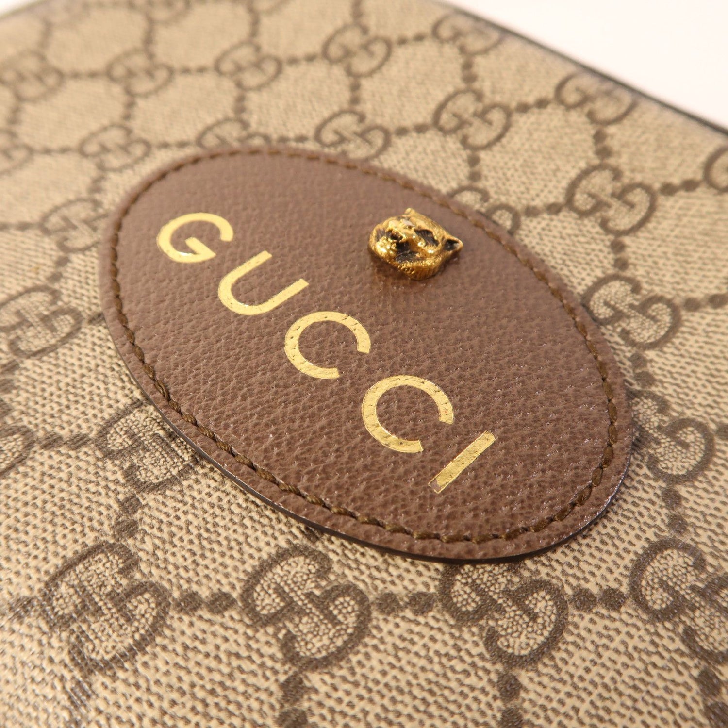 Gucci Painted Canvas Gg Supreme Messenger Gold Shoulder Bag Brown Beige/brown Pvc Coated Canvas 476466