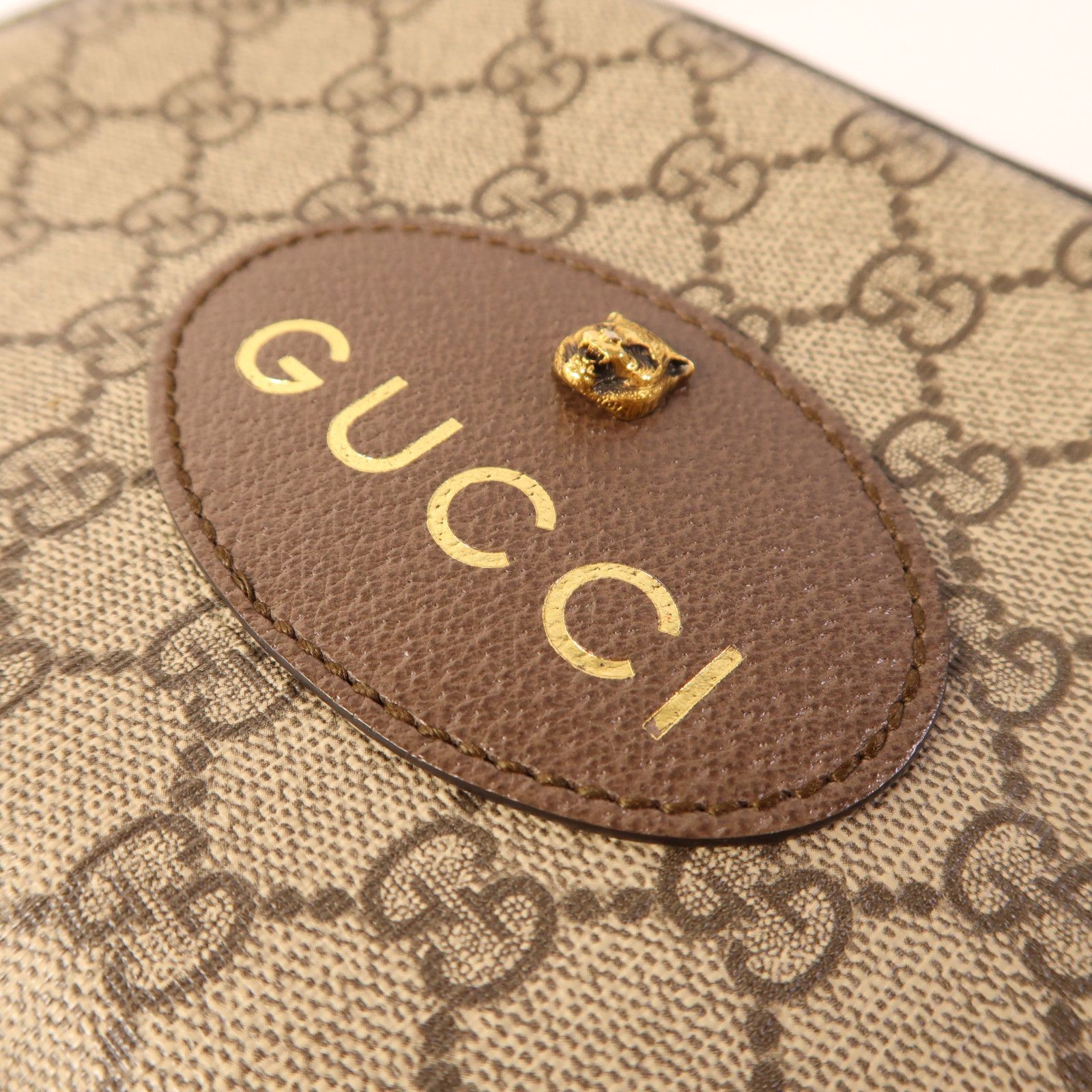 Gucci Painted Canvas Gg Supreme Messenger Gold Shoulder Bag Brown Beige/brown Pvc Coated Canvas 476466