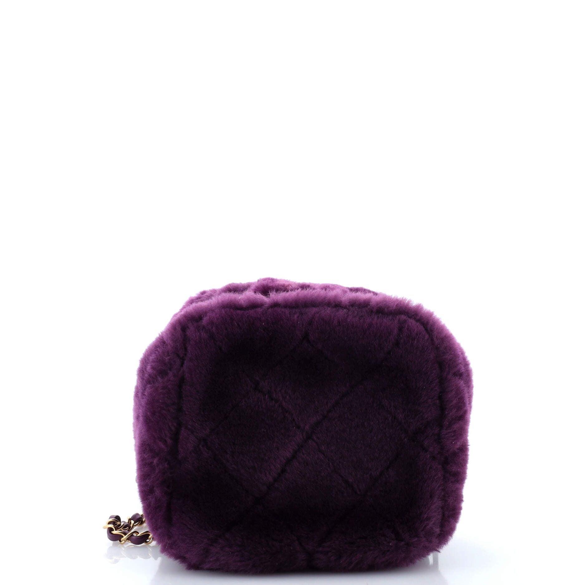 Chanel Coconing Top Handle Vanity Case With Chain Quilted Shearling Small