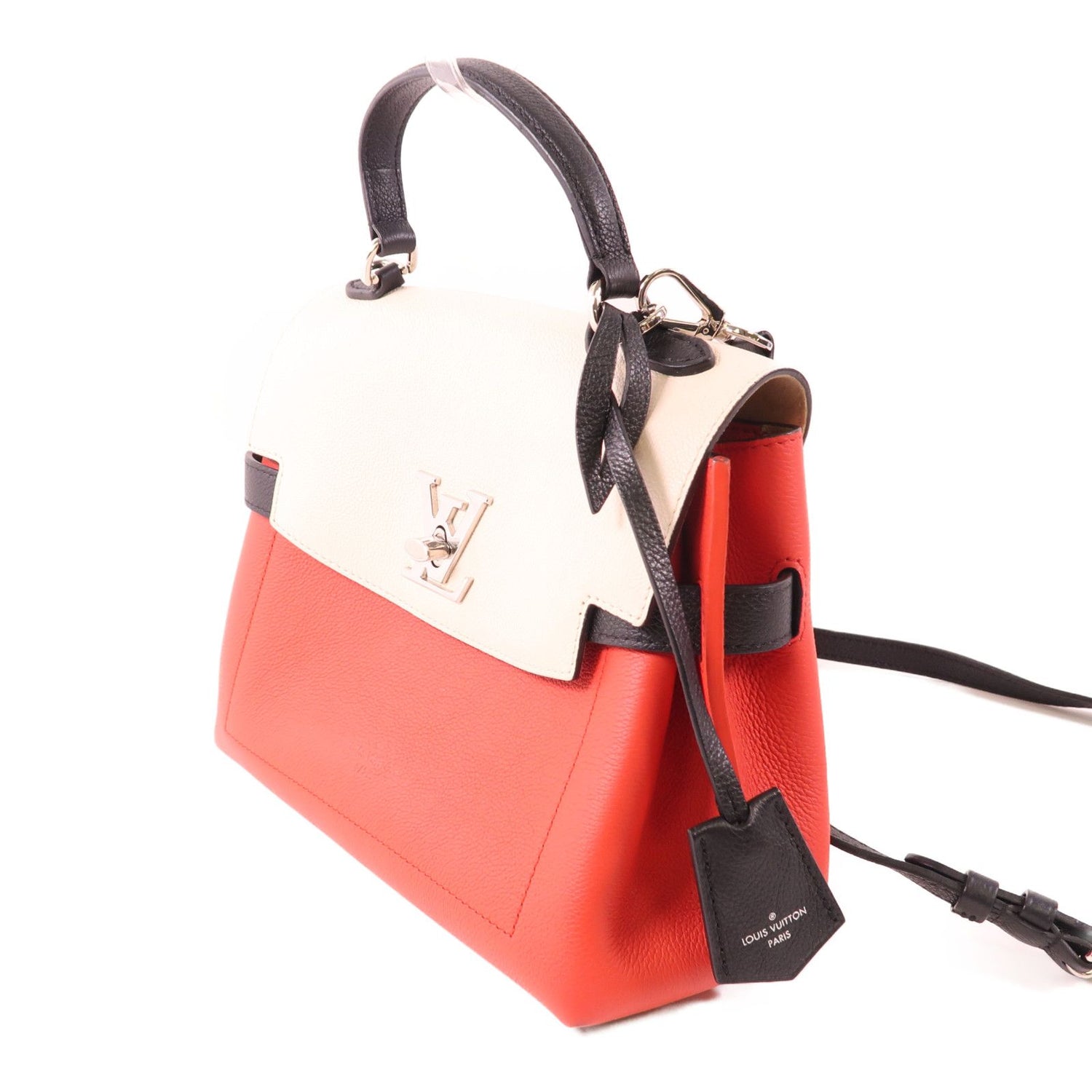 Louis Vuitton Cowhide Leather Lockme Ever Bb Hand-turn Shoulder Bag White Red Black/red/white 2way Shoulder Bag M 53950