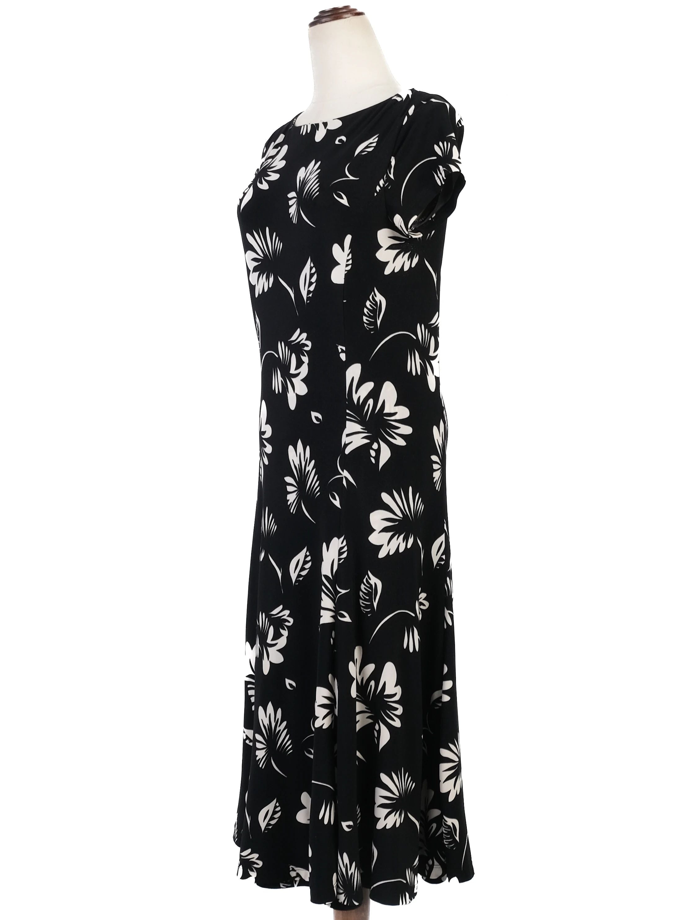 Excellent Ralph Lauren Black Floral Dress Size S Women&