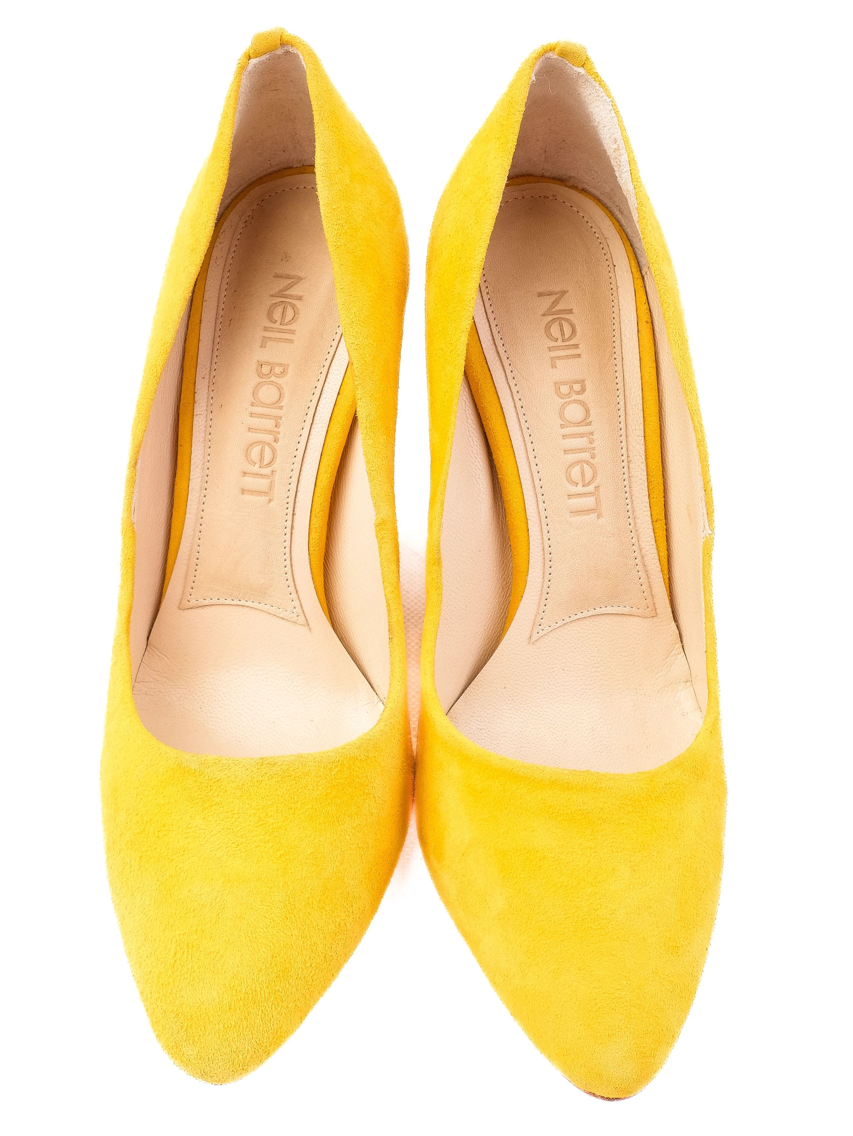 Perfect Neil Barrett Yellow Genuine Suede Wedge-Heeled Shoes Size 38