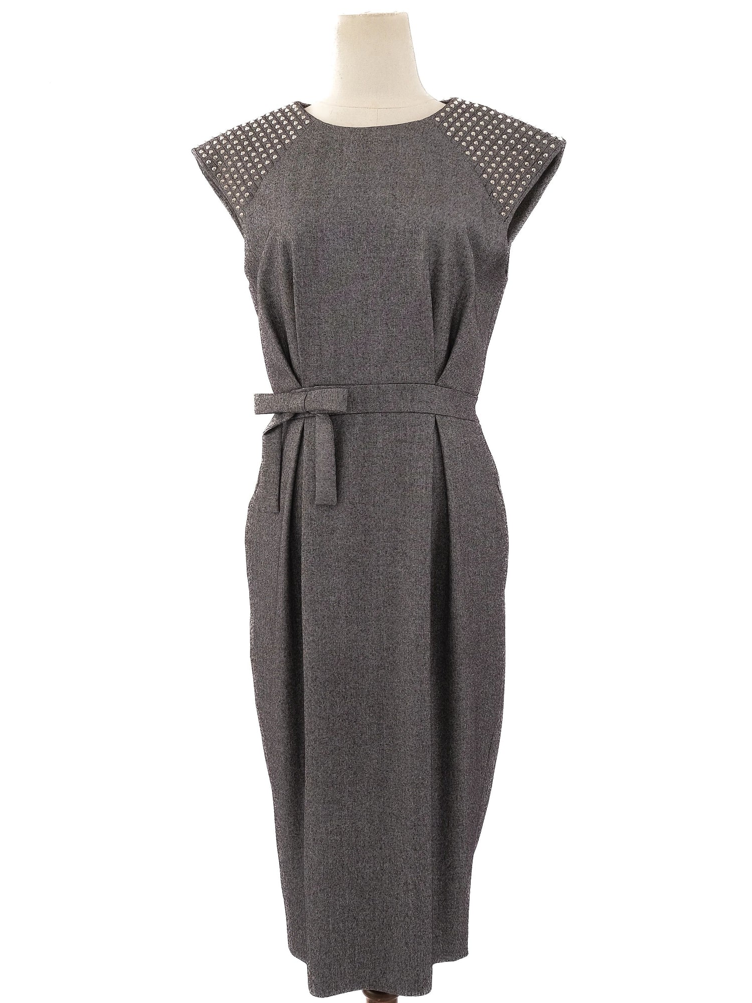 Excellent Thomas Wylde Gray Sleeveless Dress with Embellished Shoulders Size L